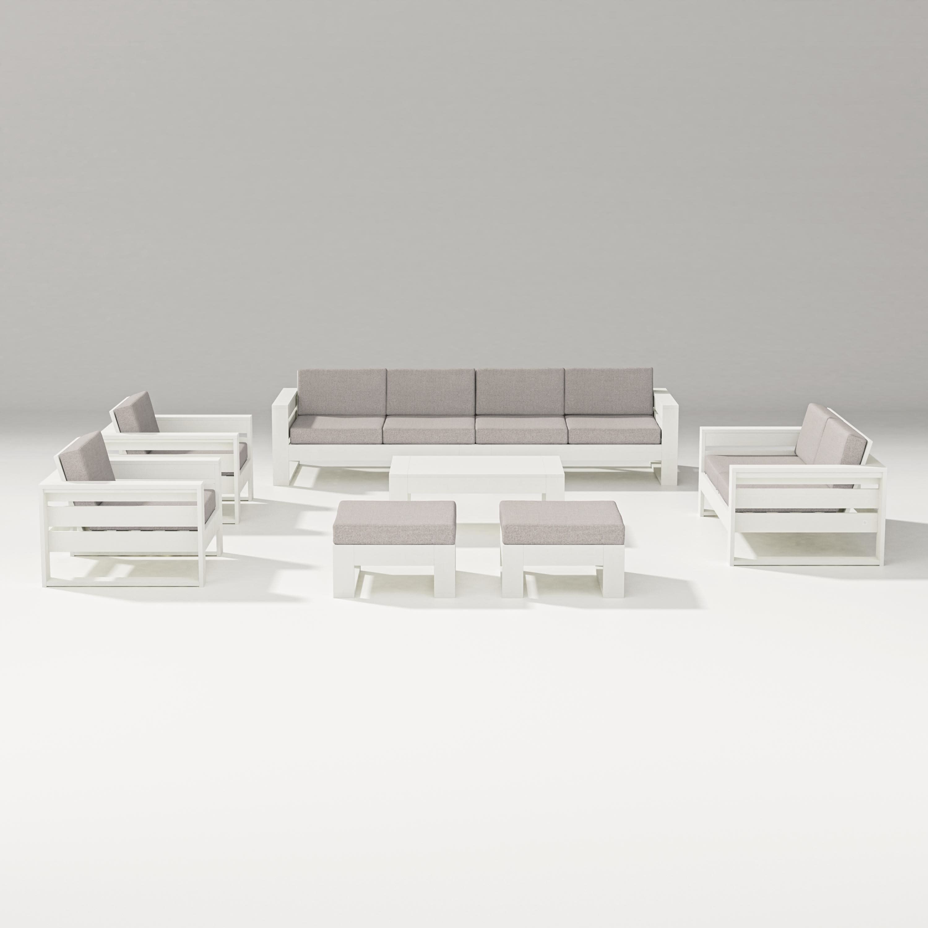 Latitude 8-Piece Lounge Sofa Set in Vintage White / Weathered Tweed