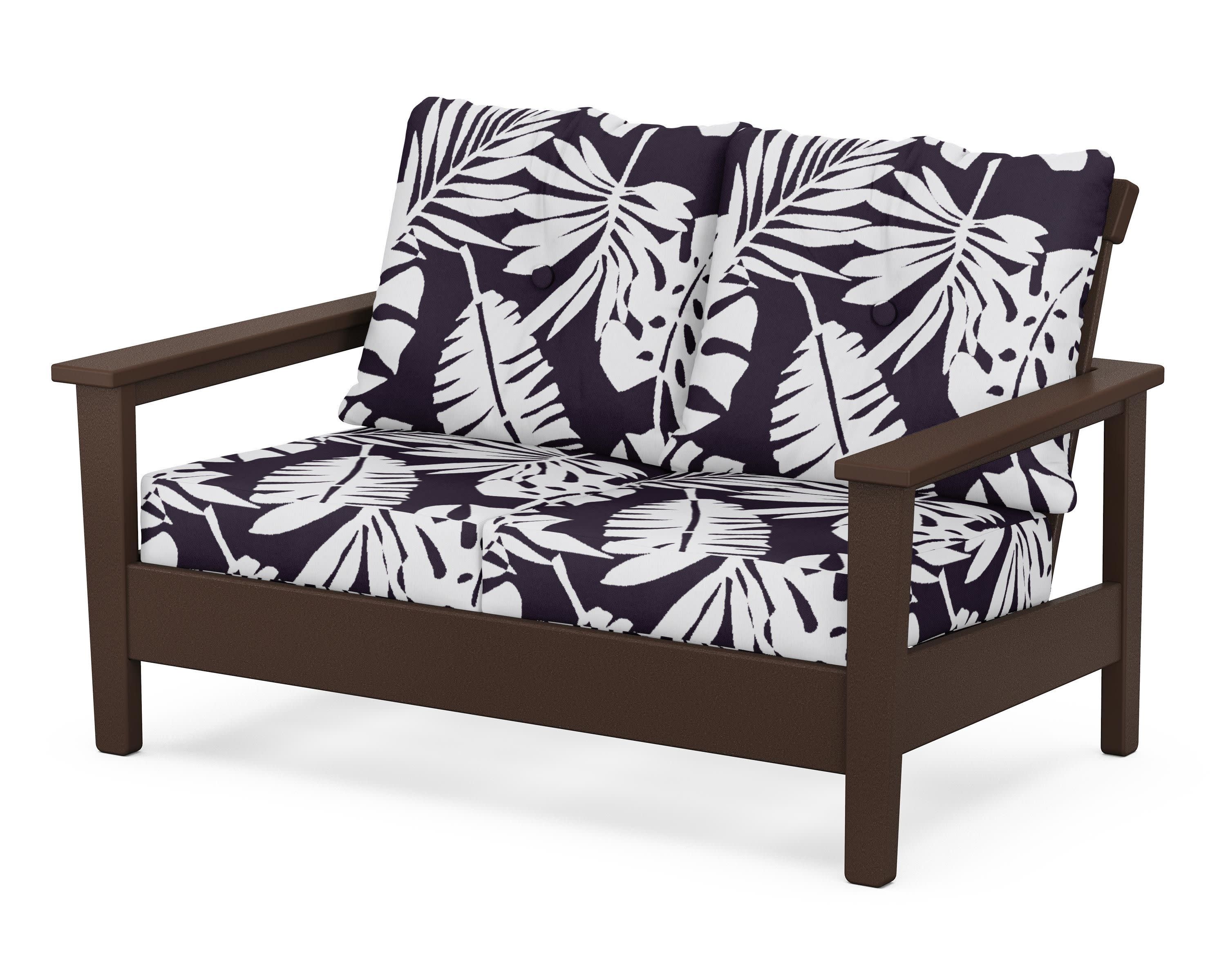 Prescott Deep Seating Loveseat in Mahogany / Leaf Navy