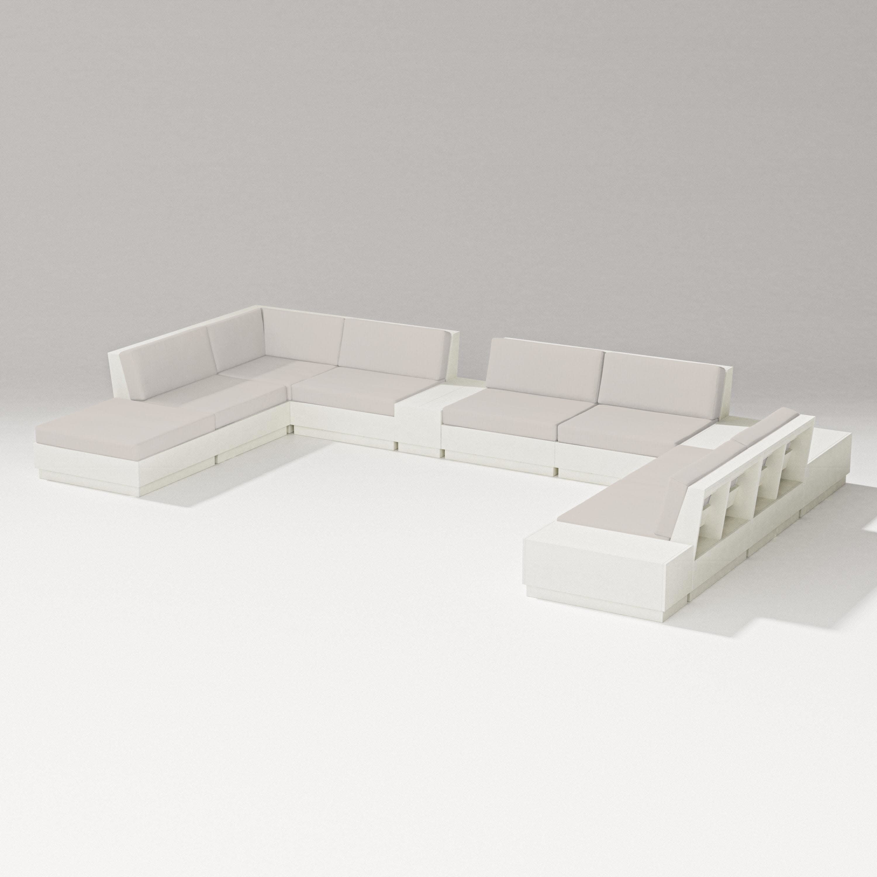 Elevate 11-Piece Conversation Sectional Set in Vintage White / Cast Ash