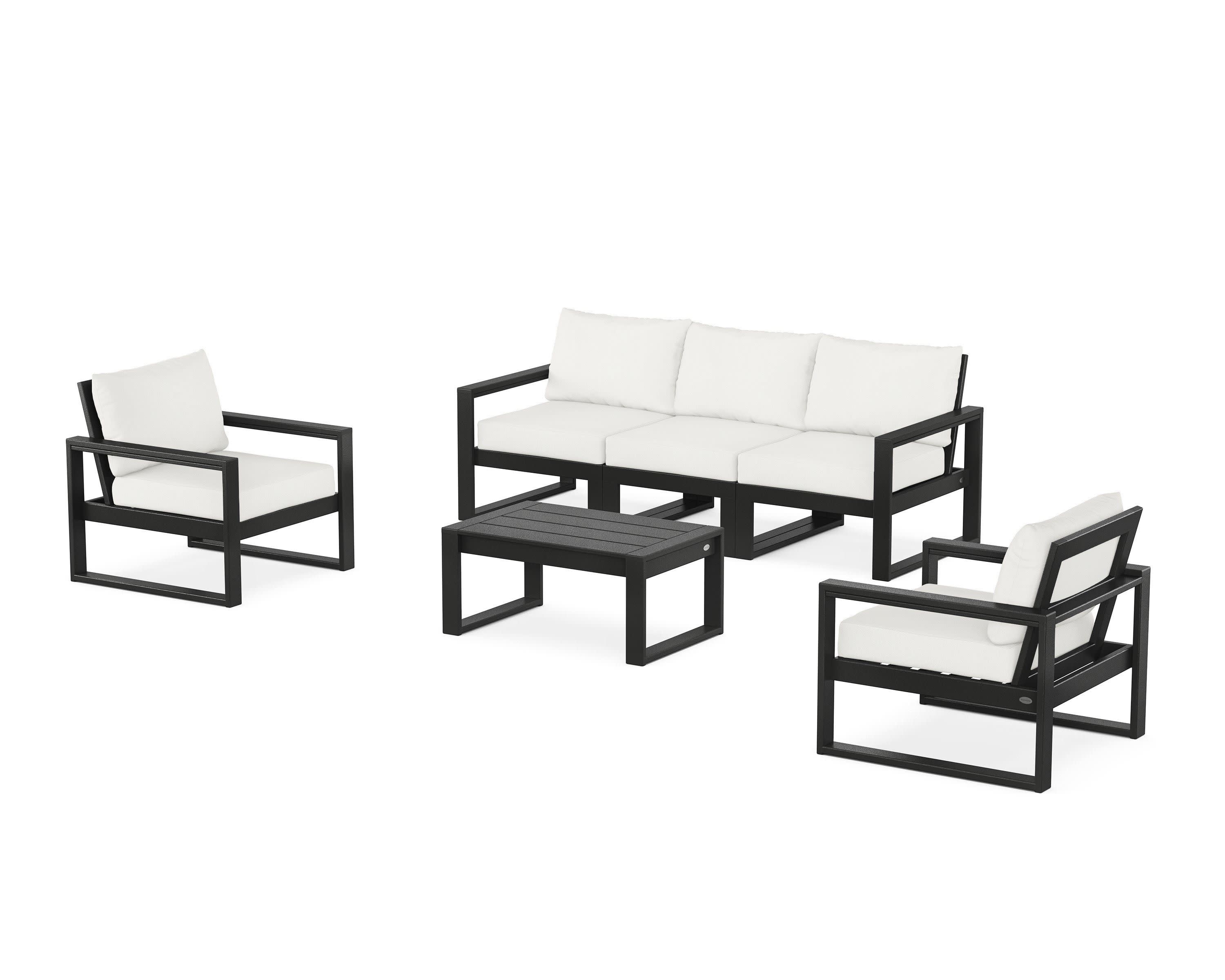 EDGE Sectional 4-Piece Deep Seating Set with Sofa in Black / Natural Linen
