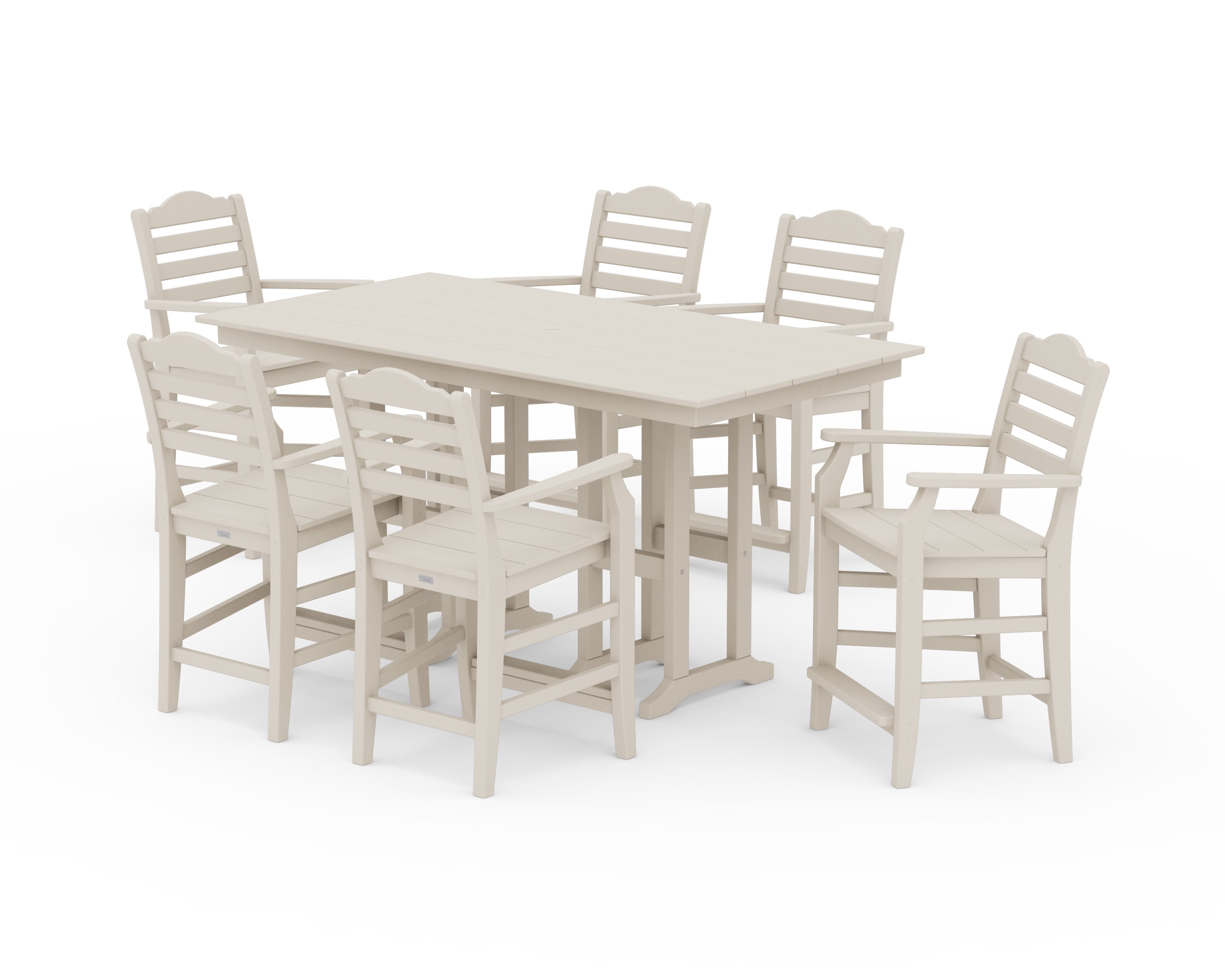 Savannah Arm Chair 7-Piece Farmhouse Counter Set in Sand