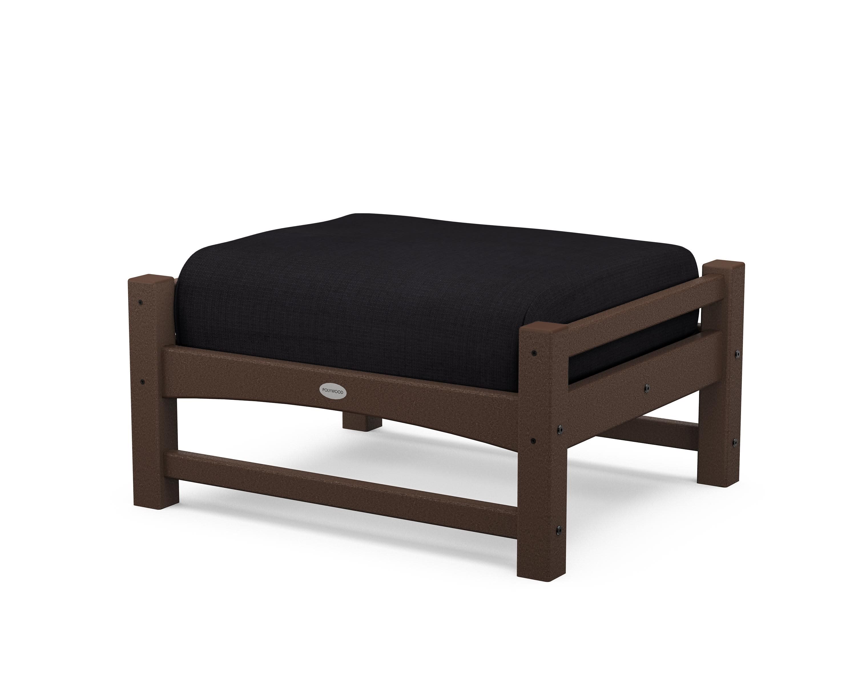 Club Ottoman in Mahogany / Midnight Linen
