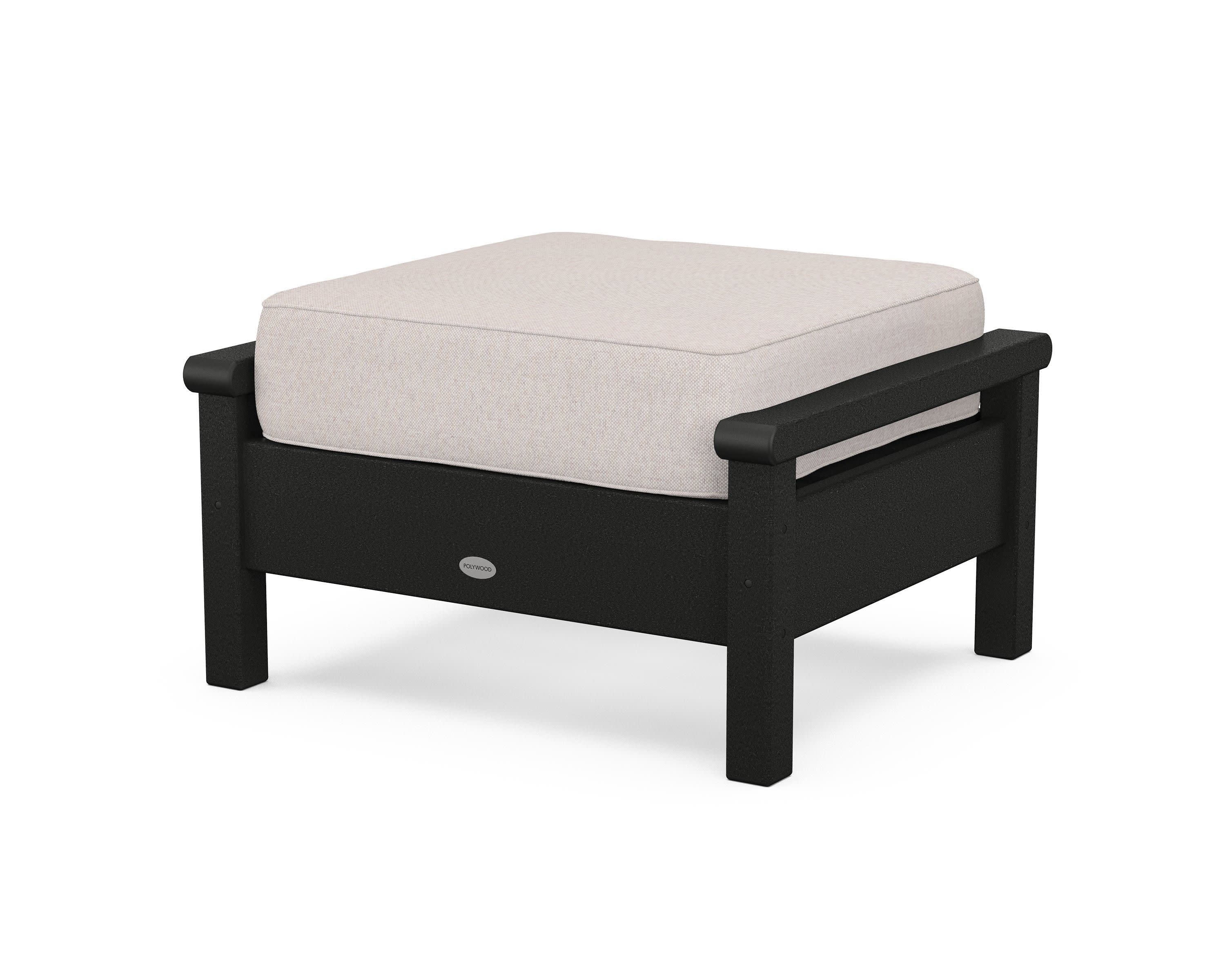 Harbour Deep Seating Ottoman in Black / Dune Burlap