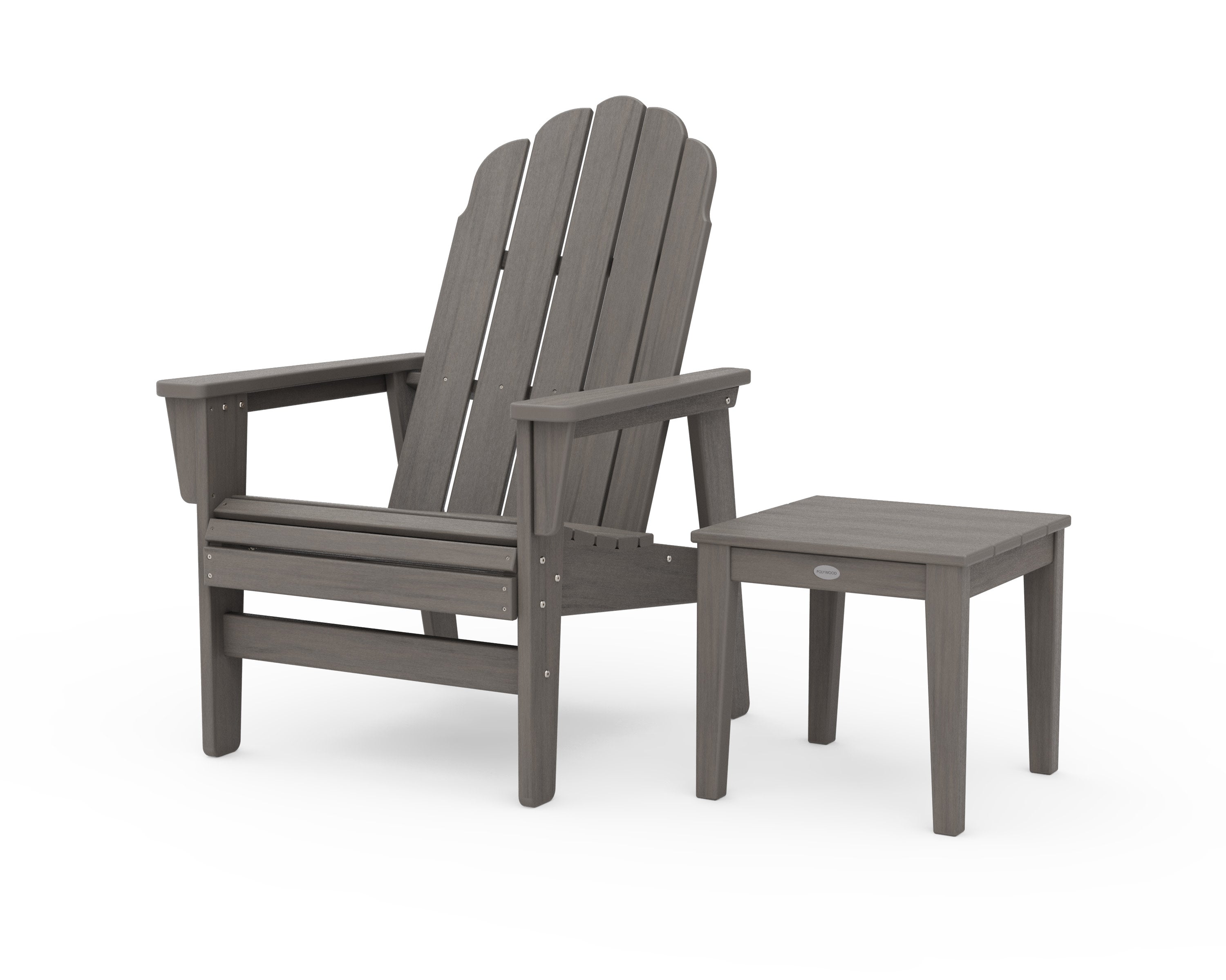 Vineyard Grand Upright Adirondack Chair with Side Table in Driftwood