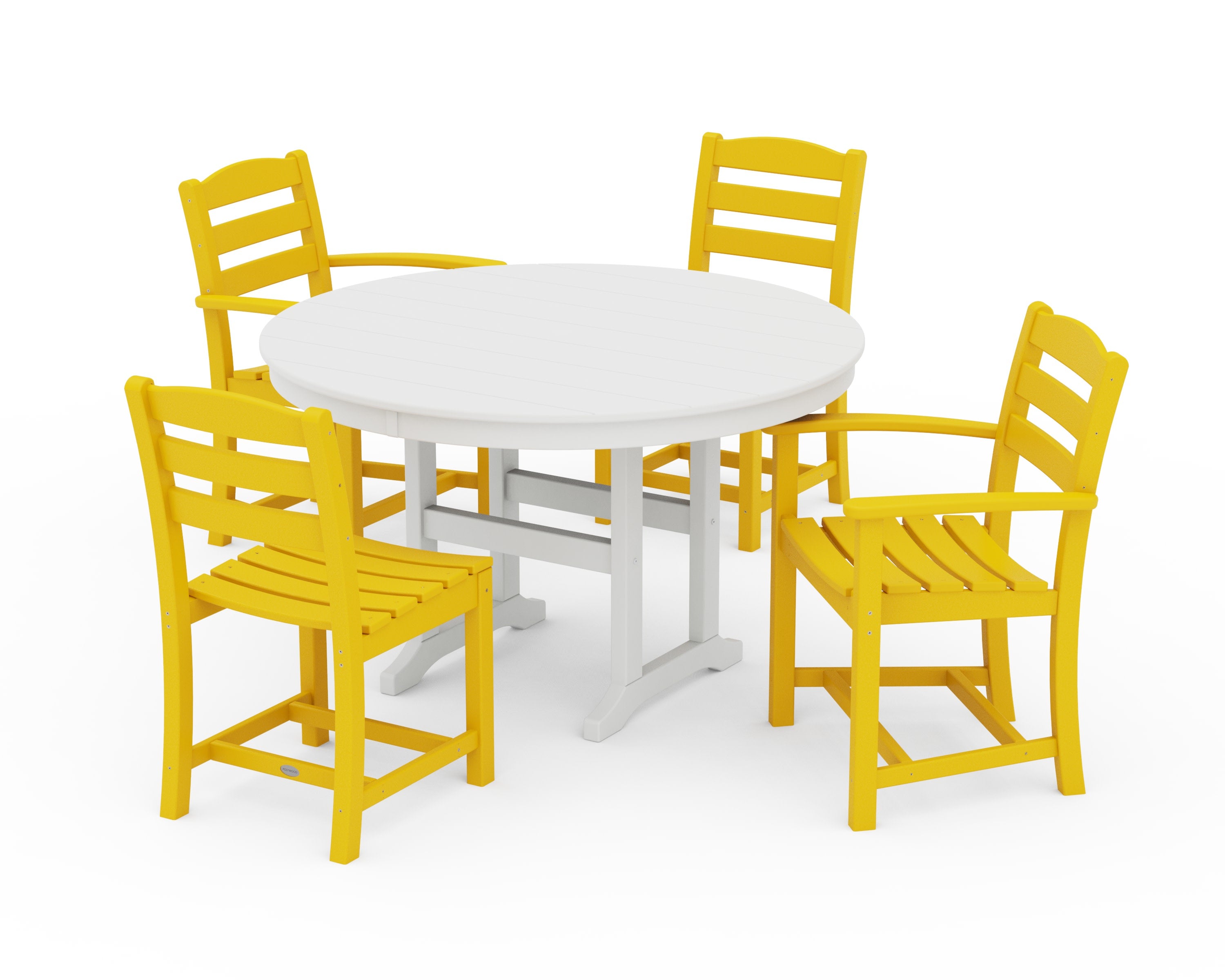 La Casa Caf 5-Piece Round Farmhouse Dining Set in Lemon / White