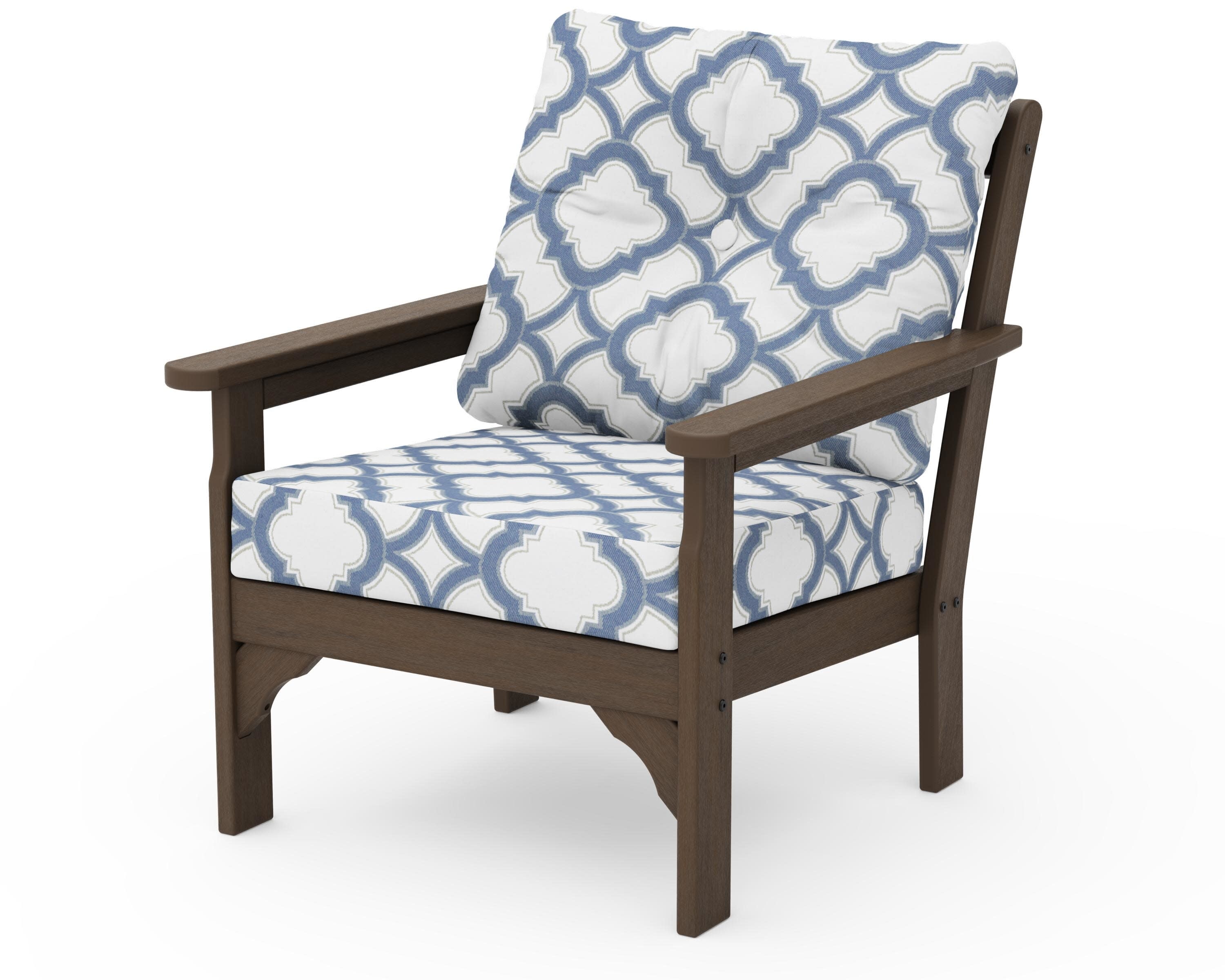 Vineyard Deep Seating Chair in Kona / Trellis Sky Blue