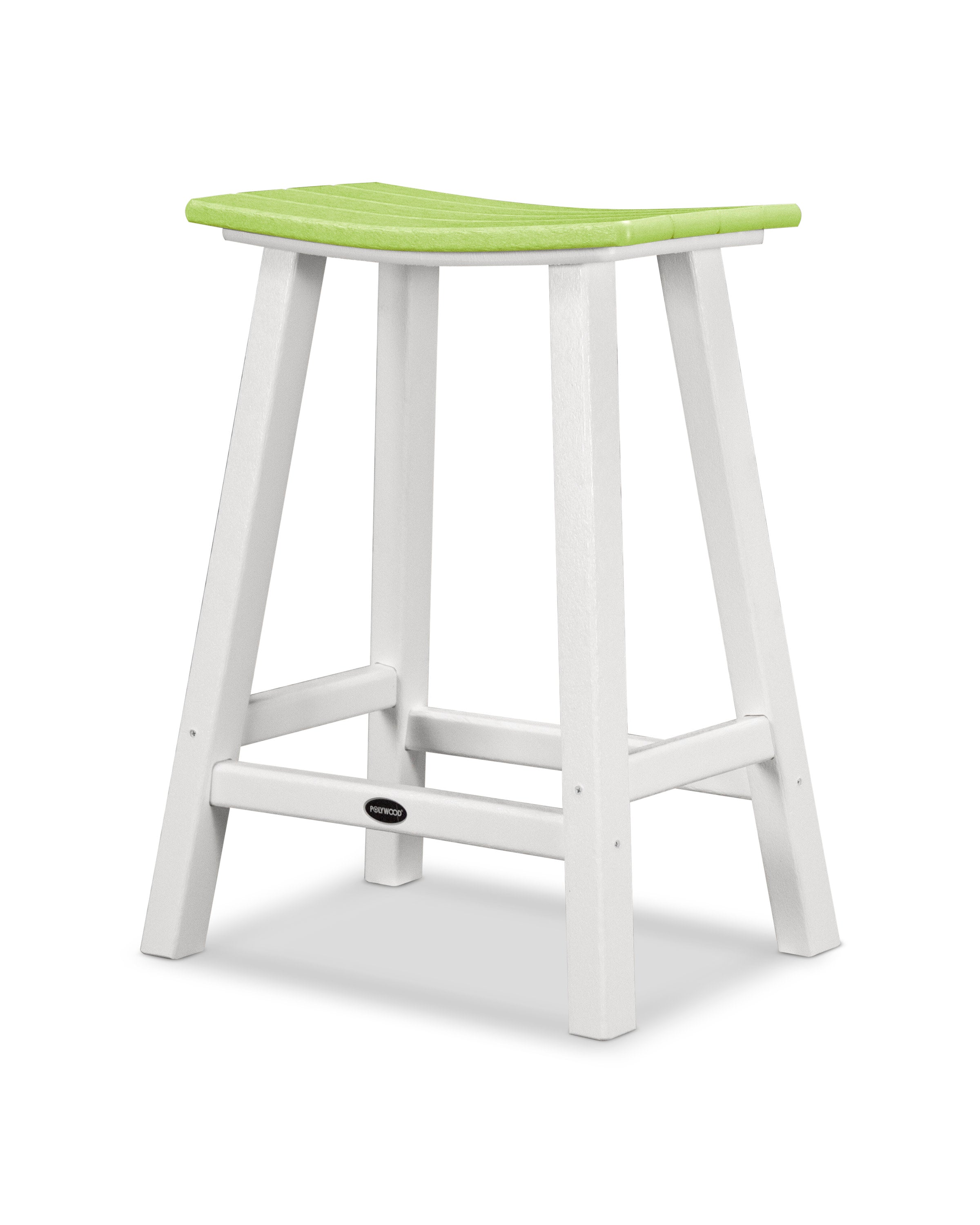 Contempo 24" Saddle Counter Stool in White / Lime