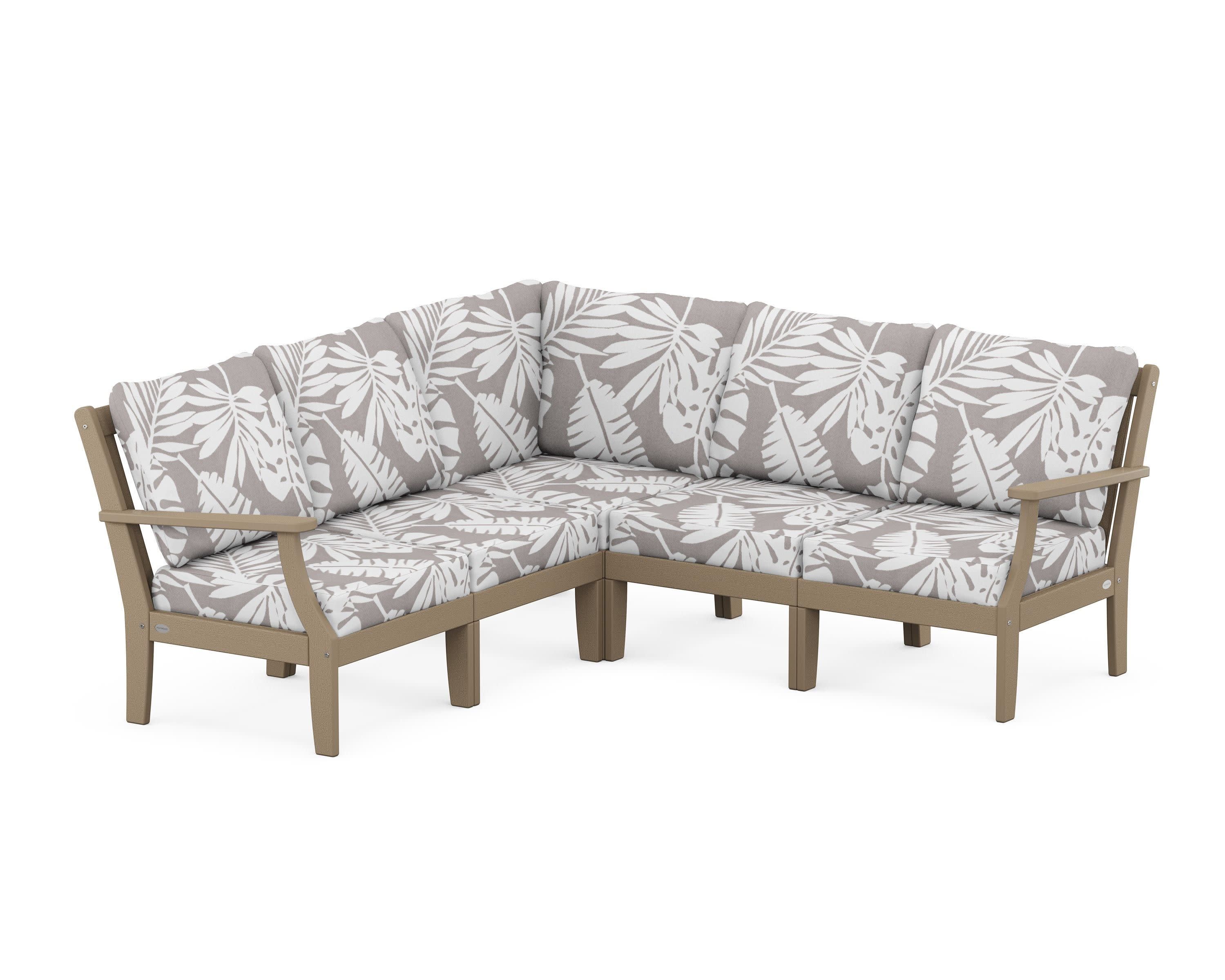 Braxton Modular 5-Piece Deep Seating Set in Vintage Sahara / Leaf Grey Mist