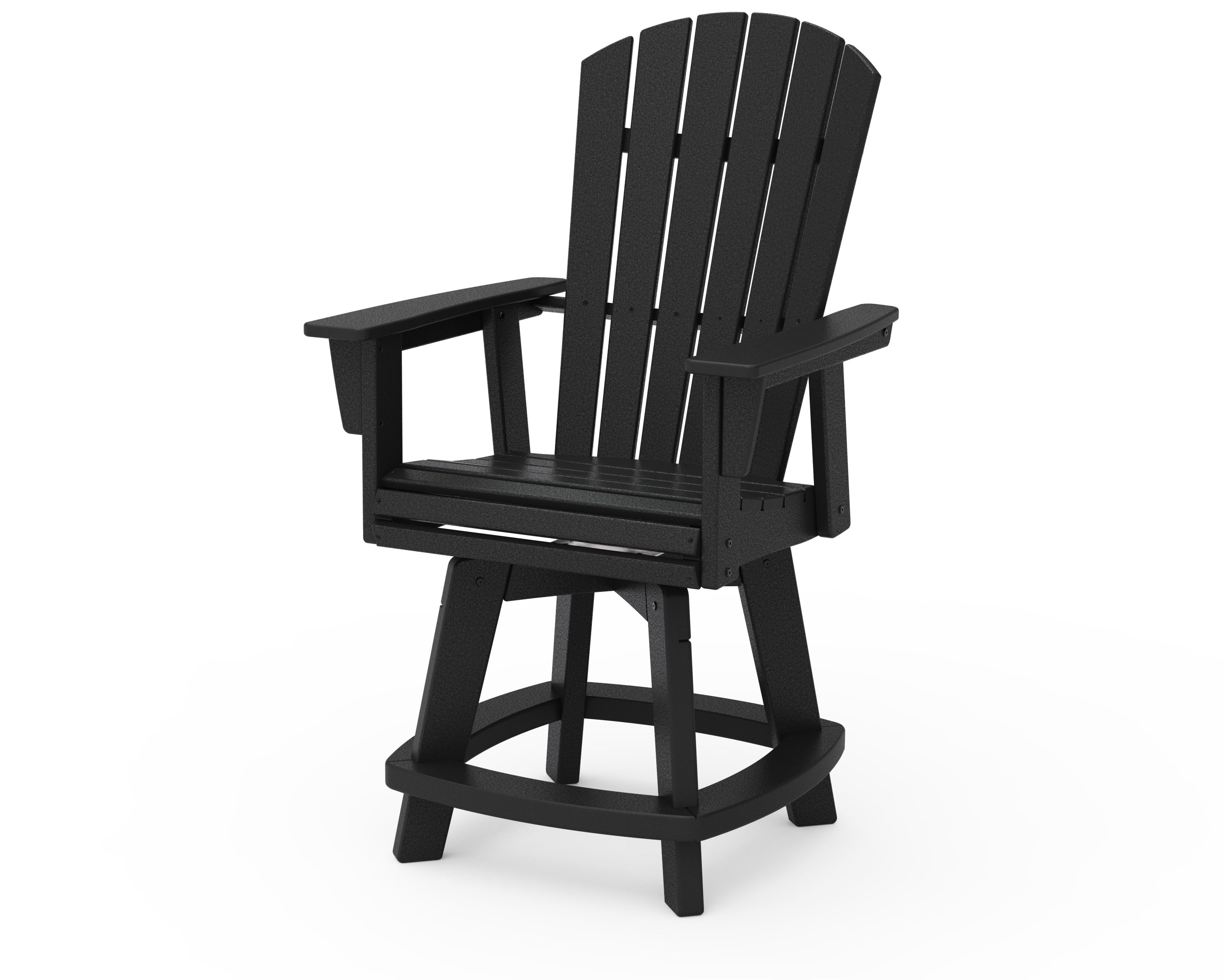 Nautical Curveback Adirondack Swivel Counter Chair in Black