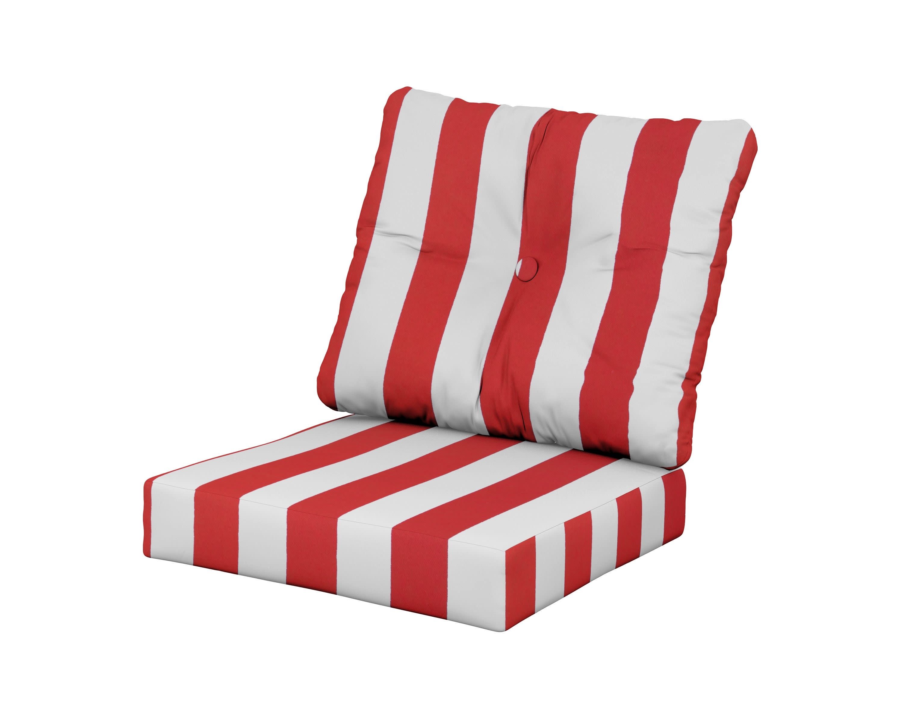 Vineyard Seat/Back Cushion in Cabana Stripe Crimson