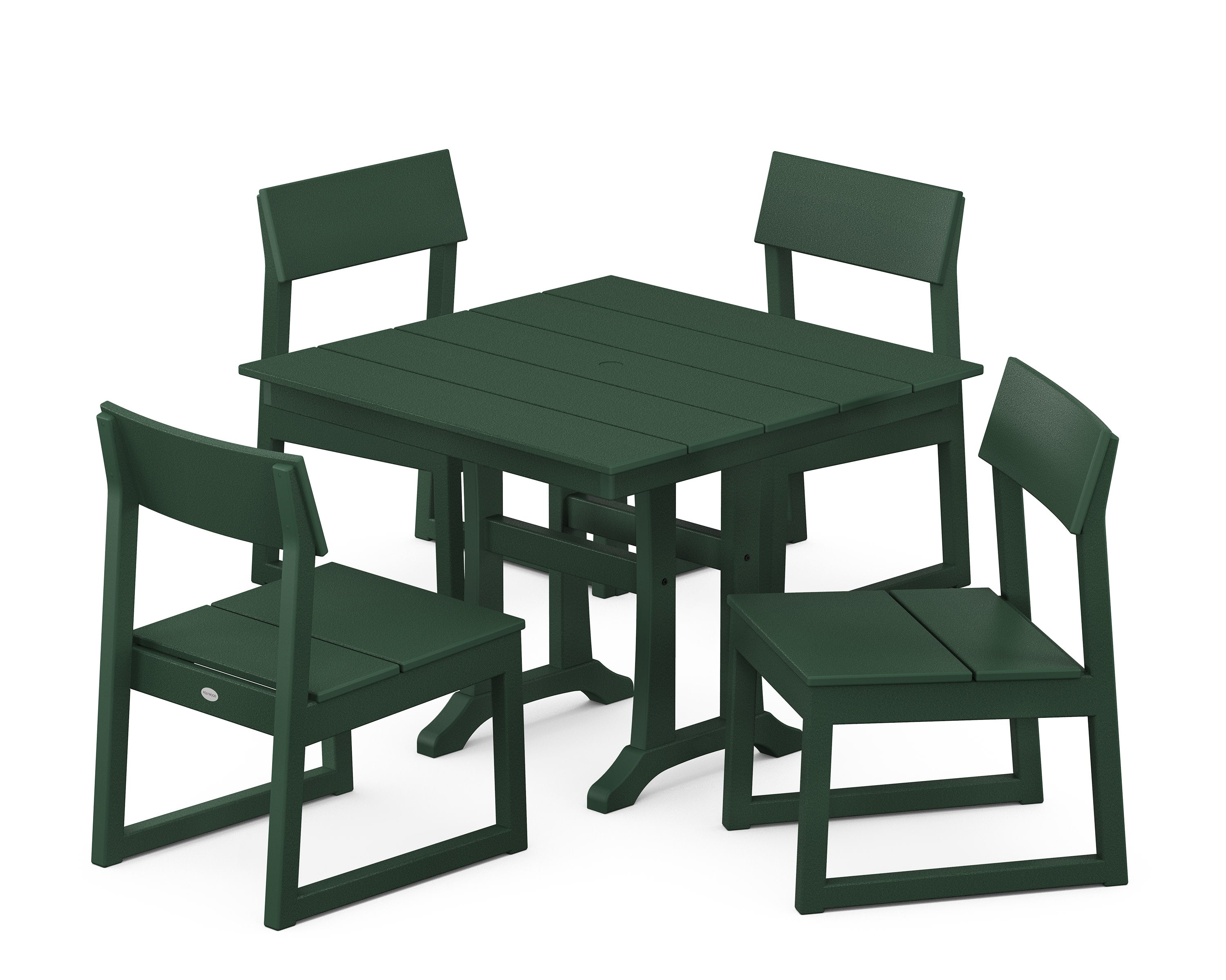 EDGE 5-Piece Farmhouse Trestle Side Chair Dining Set in Green