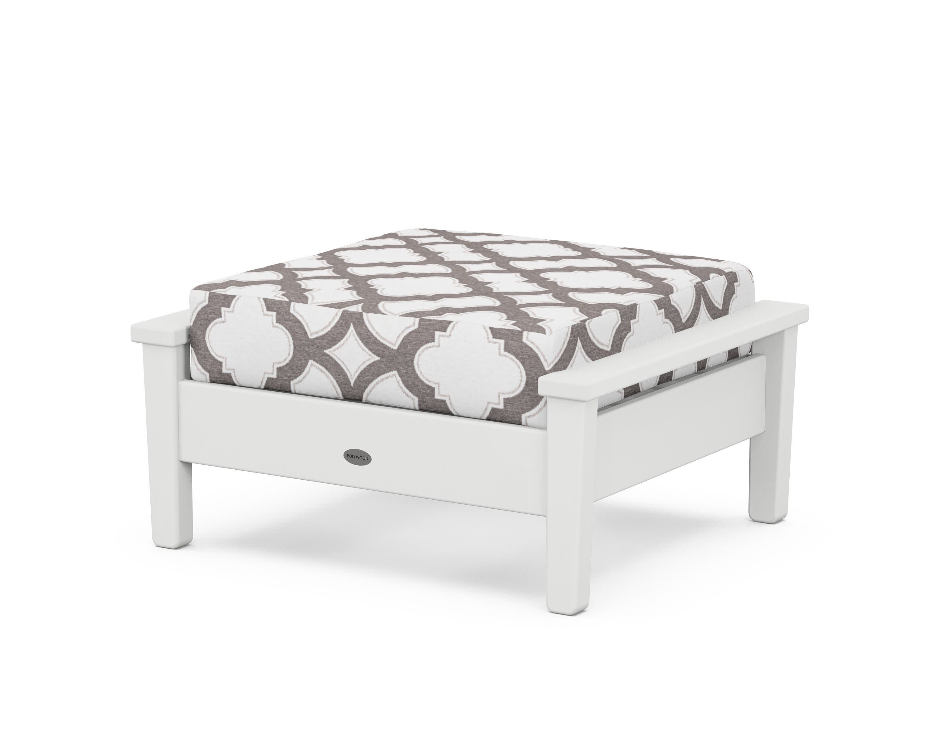 Prescott Deep Seating Ottoman in White / Trellis Grey Mist