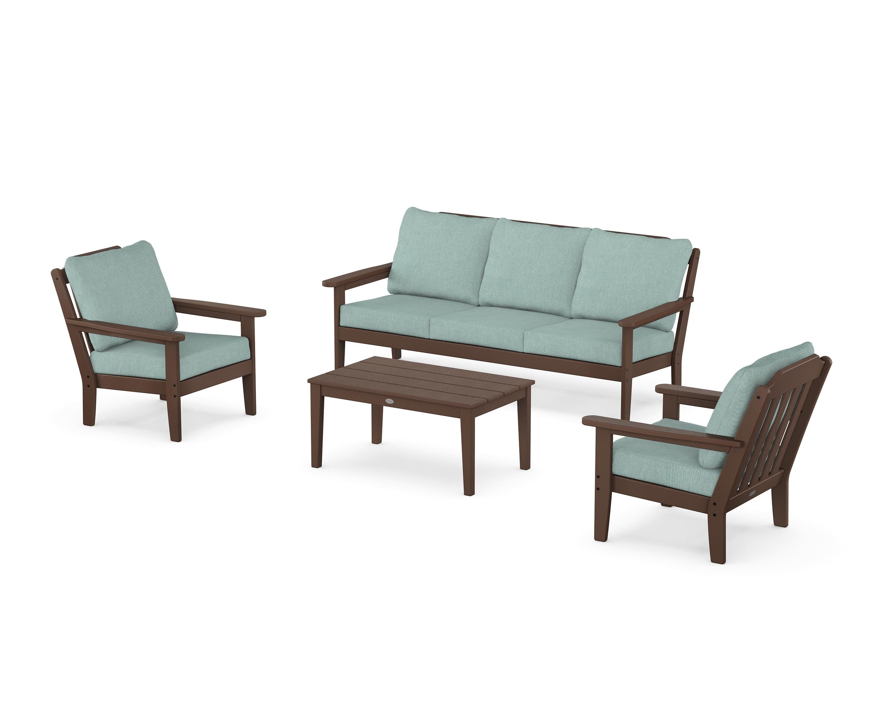 Cottage 4-Piece Deep Seating Set with Sofa in Mahogany / Glacier Spa