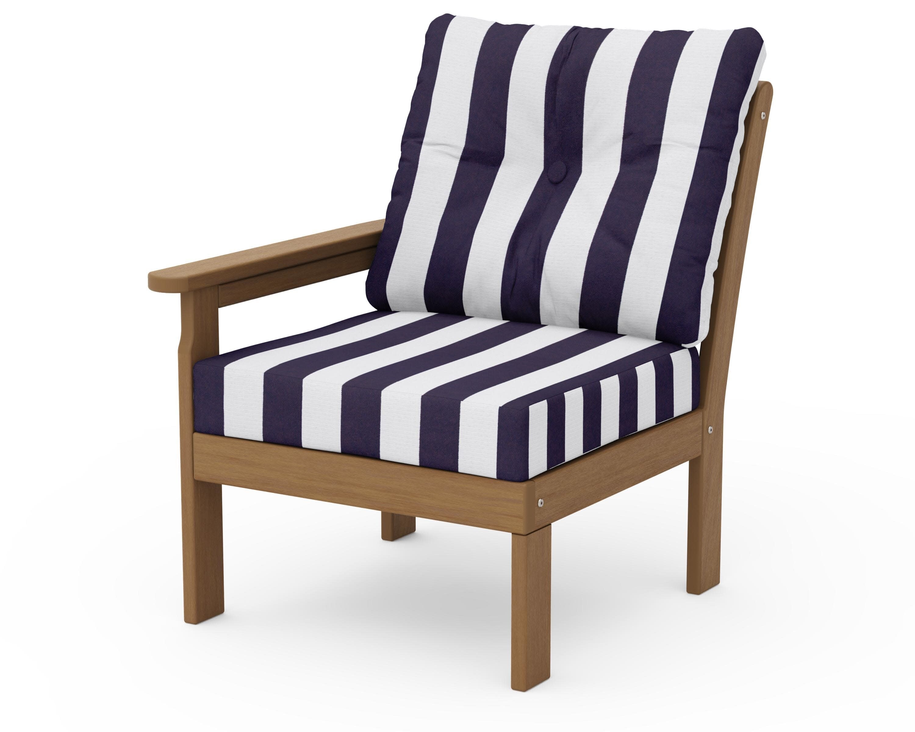 Vineyard Modular Left Arm Chair in Natural / Cabana Stripe Navy