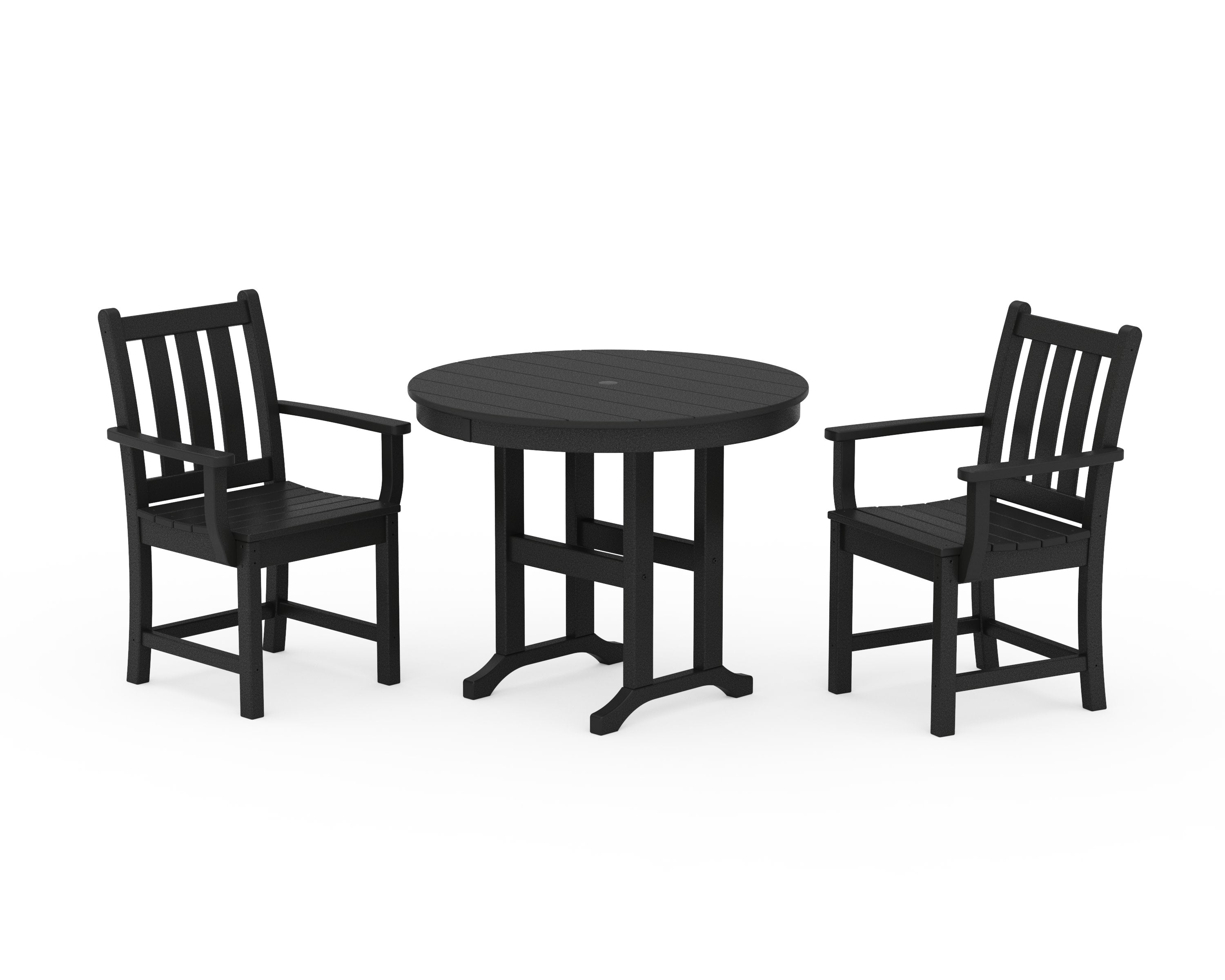 Traditional Garden 3-Piece Round Dining Set in Black