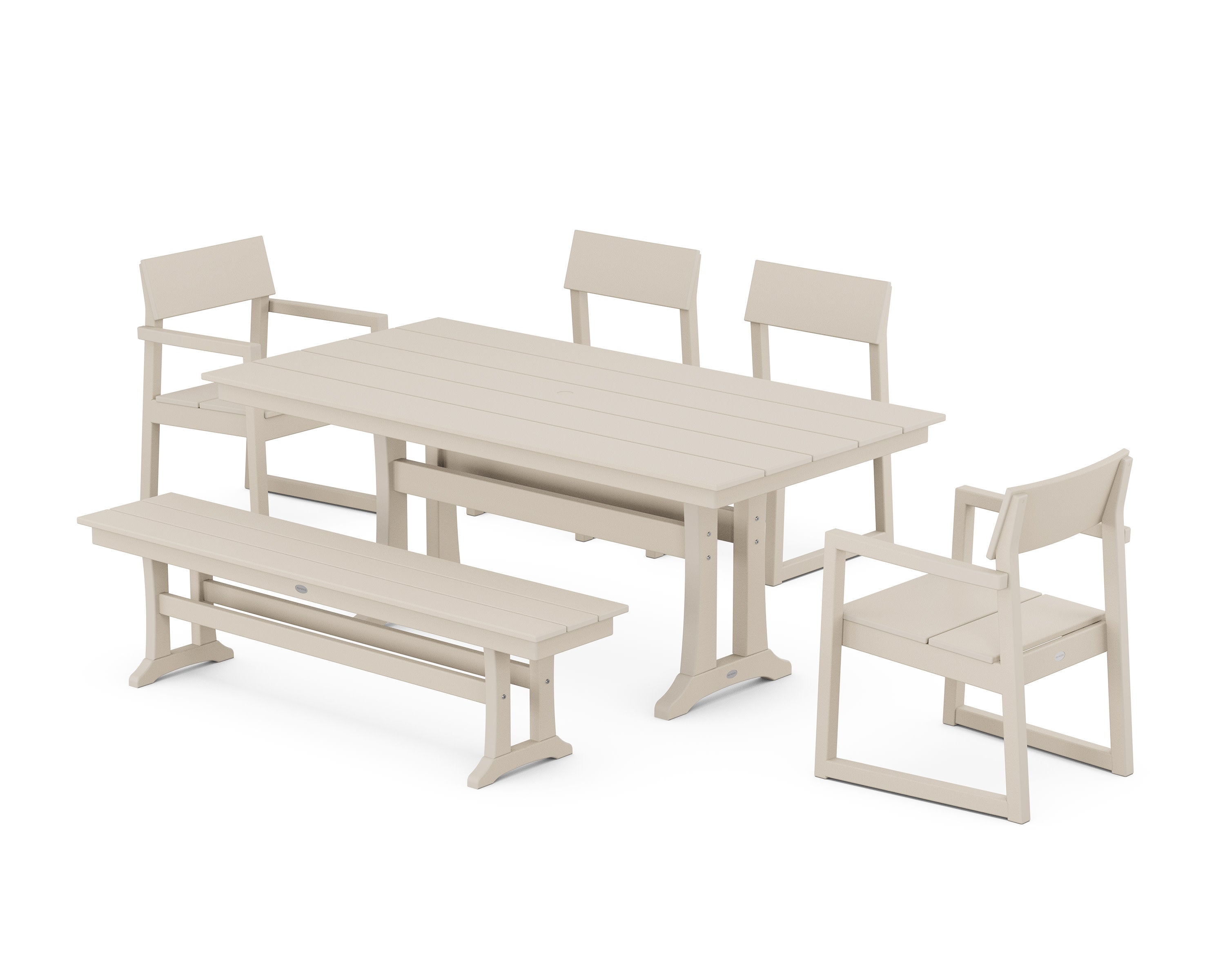 EDGE 6-Piece Farmhouse Dining Set With Trestle Legs in Sand