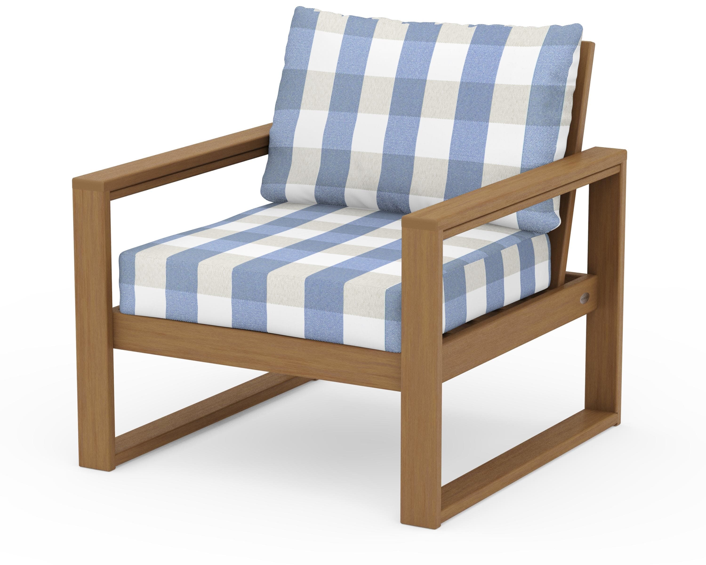 EDGE Club Chair in Natural / Buffalo Plaid Sky Blue