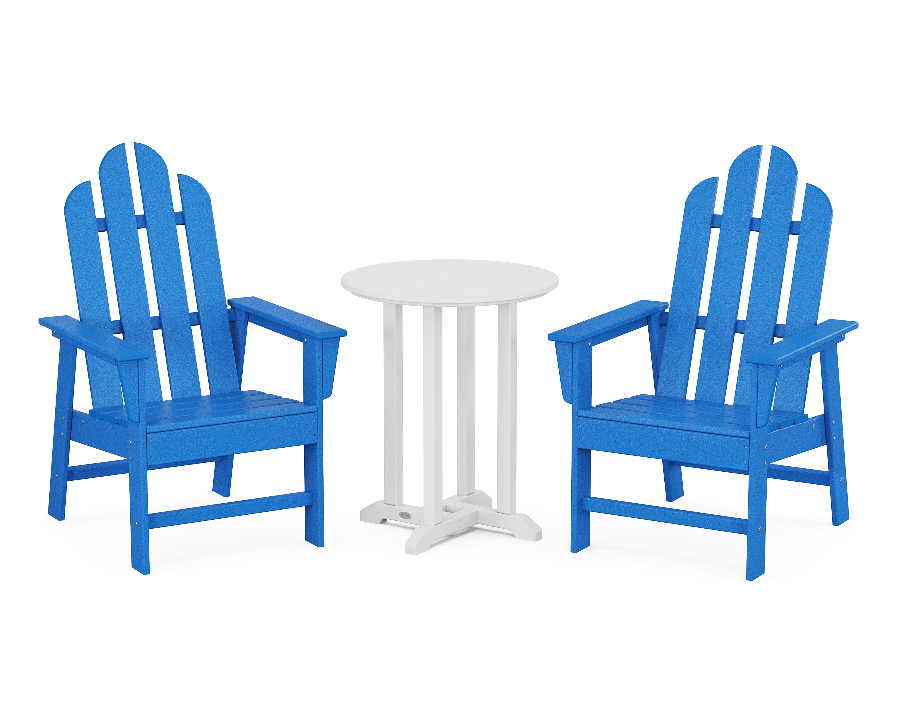 Long Island 3-Piece Round Bistro Dining Set in Pacific Blue / White
