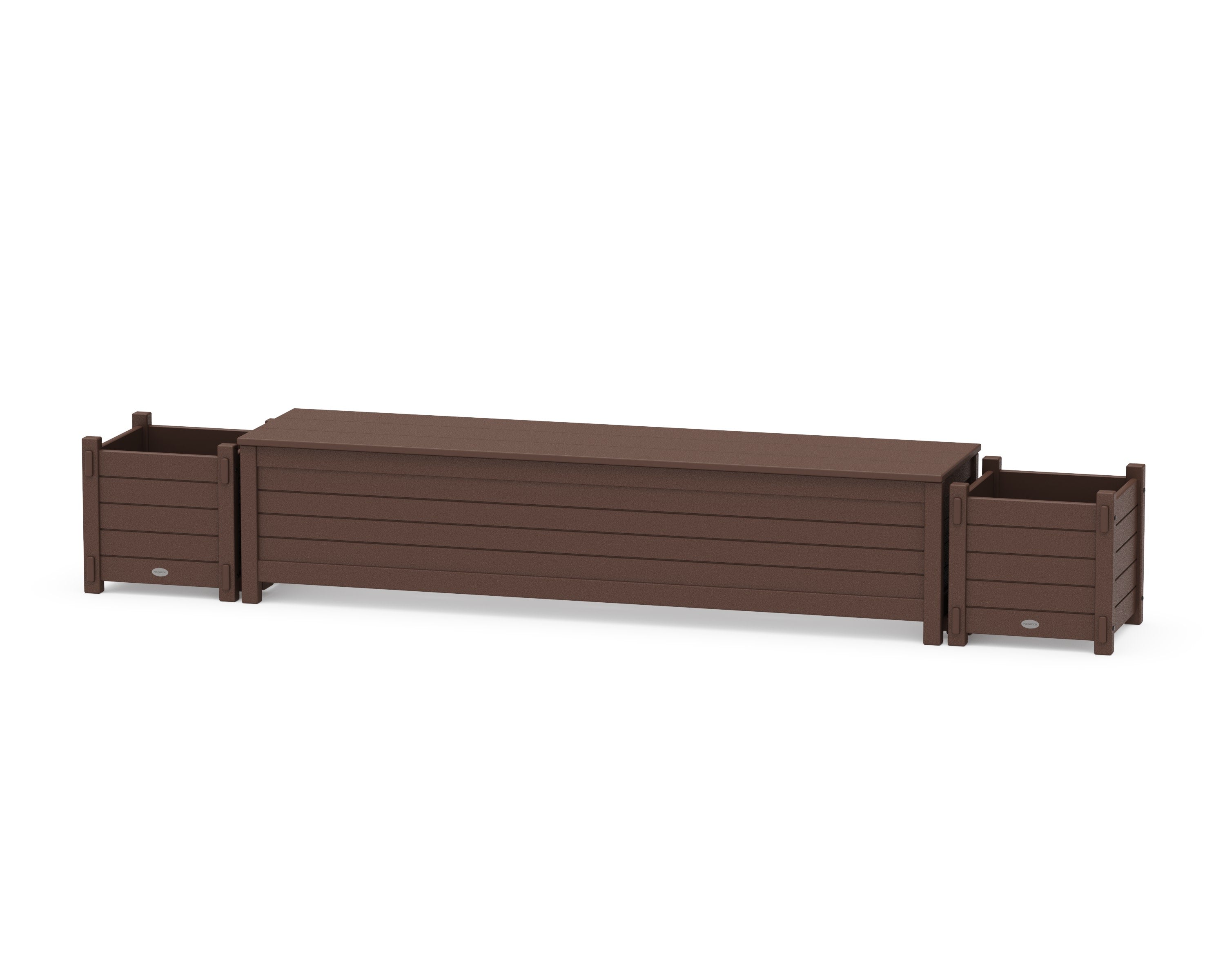 72" Nautical Straight Planter Storage Bench Set in Mahogany