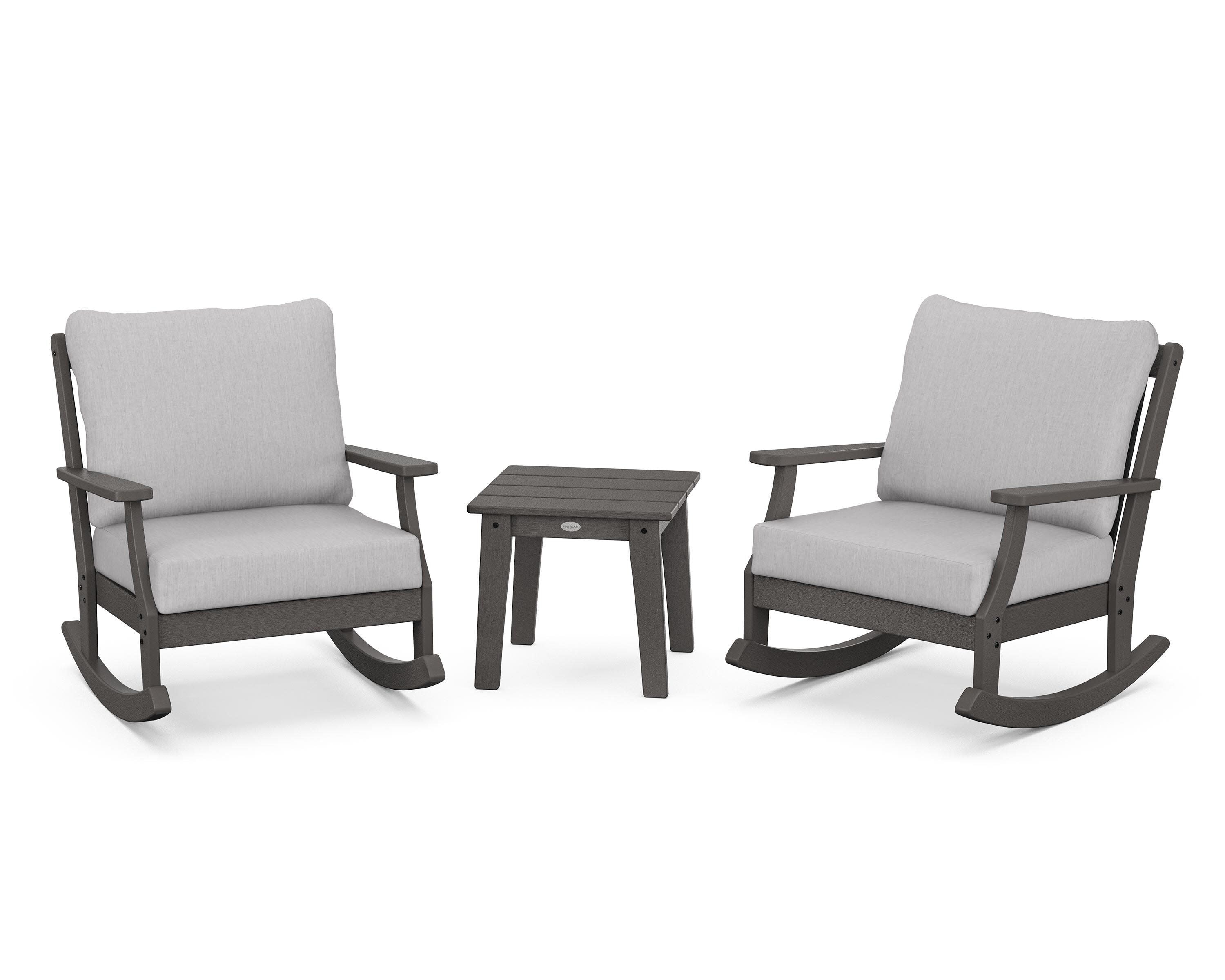 Braxton 3-Piece Deep Seating Rocker Set in Vintage Coffee / Granite