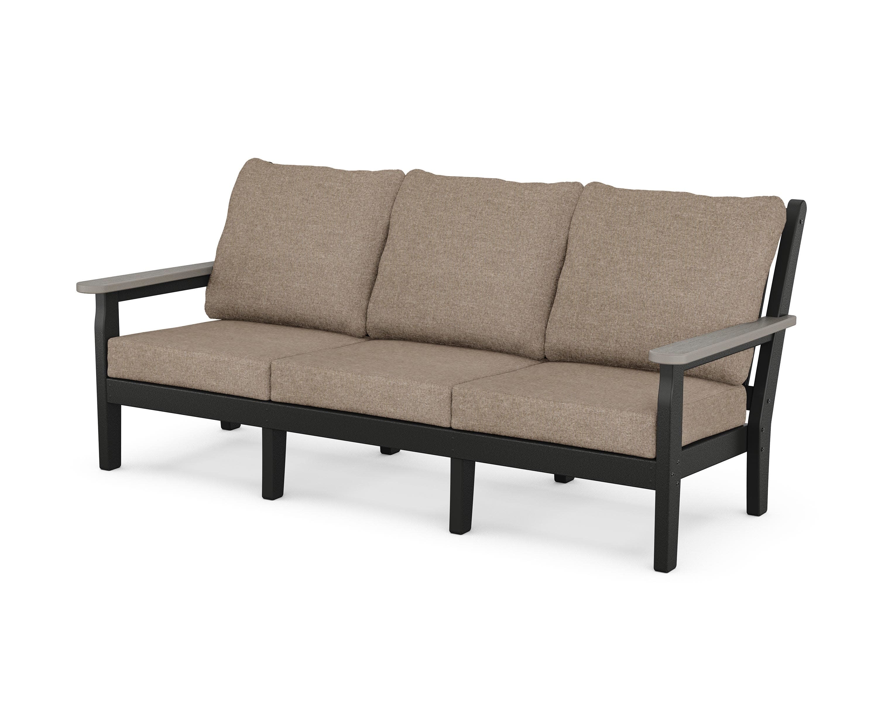 Chippendale Deep Seating Sofa in Black / Driftwood / Spiced Burlap