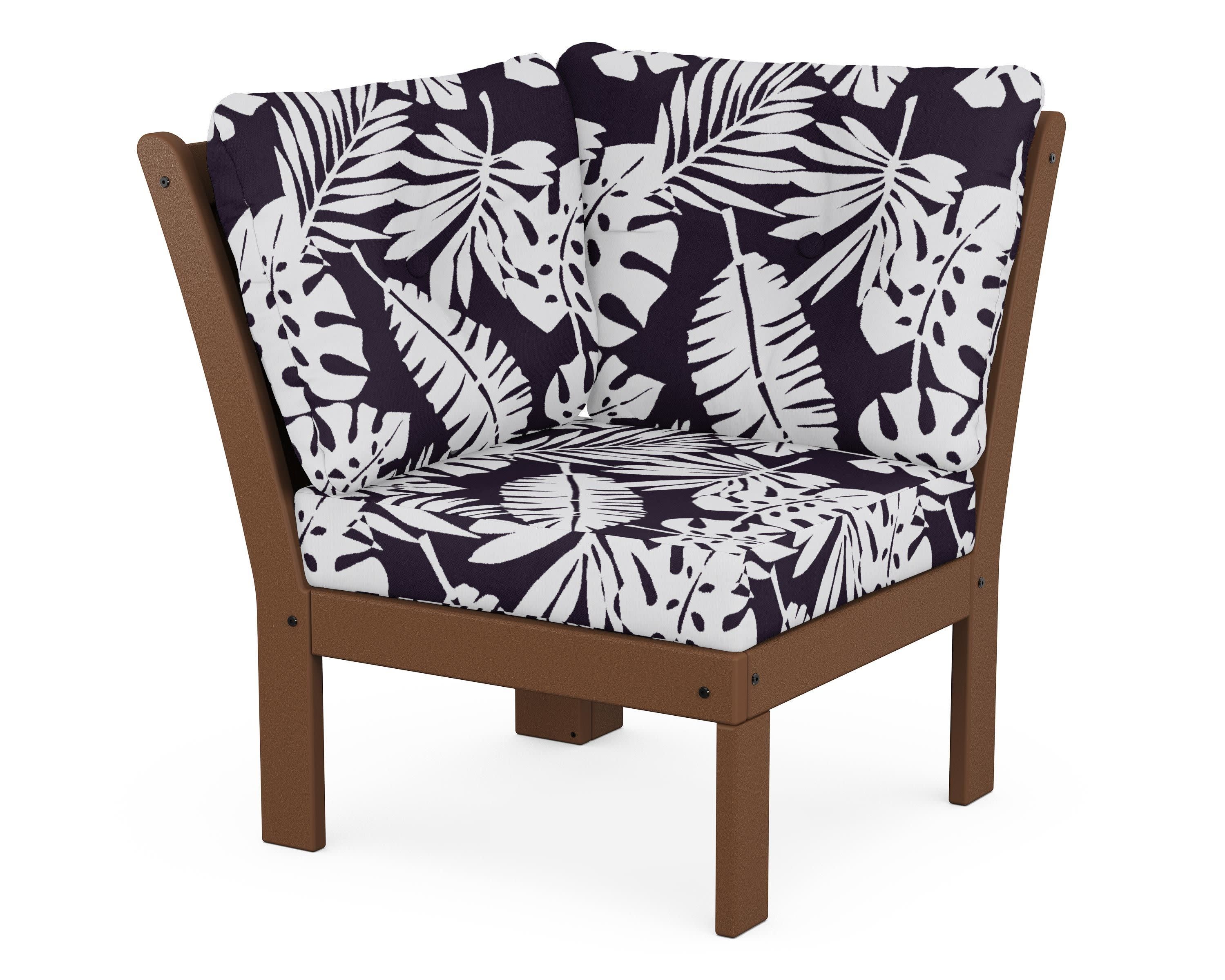 Vineyard Modular Corner Chair in Teak / Leaf Navy