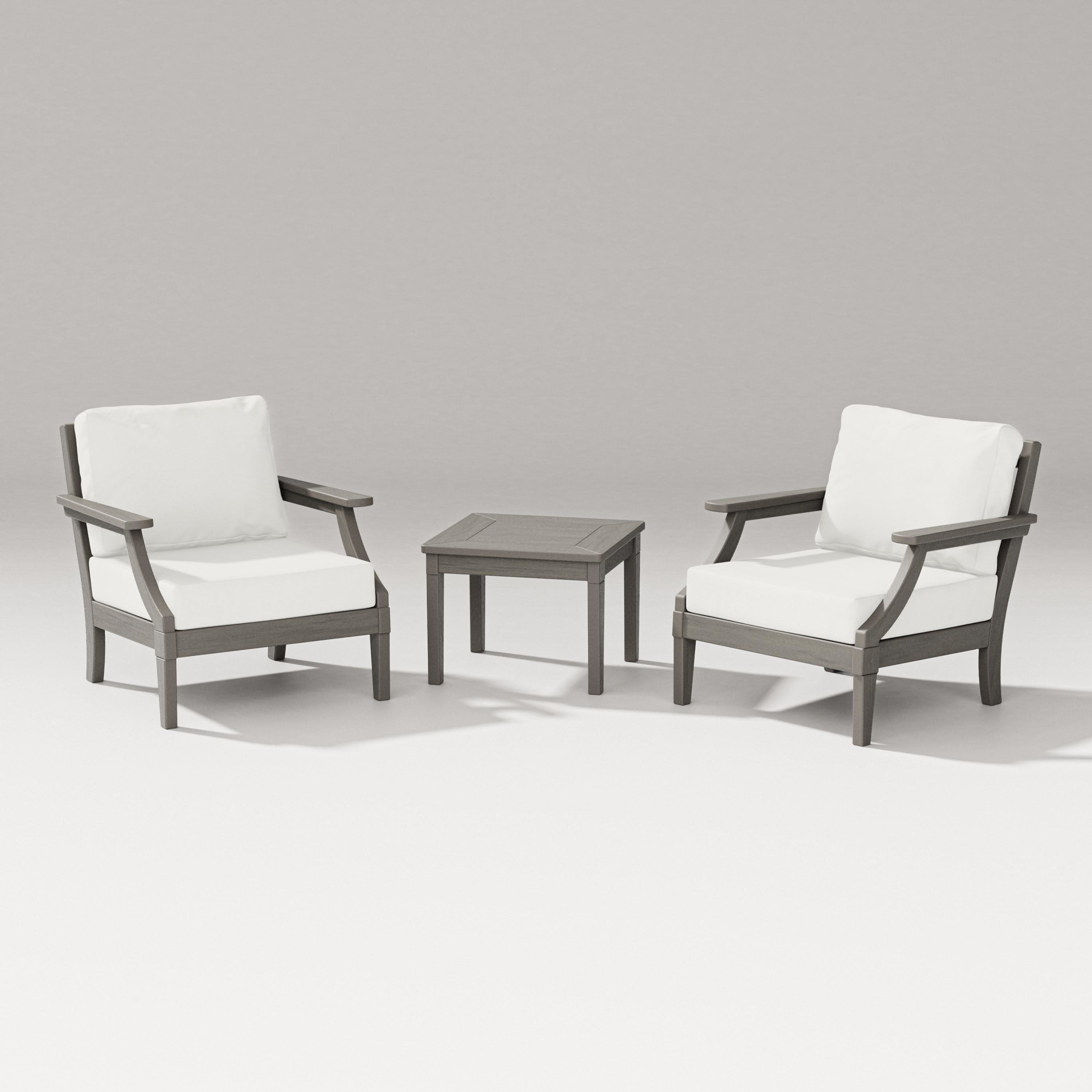 Estate 3-Piece Lounge Chair Set in Driftwood / Natural Linen