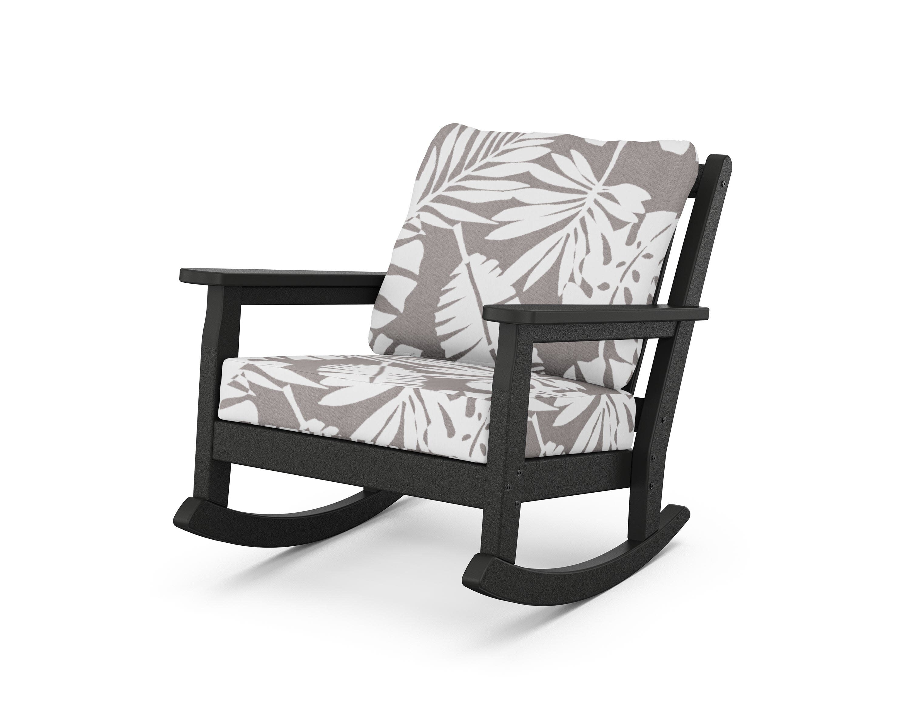 Chippendale Deep Seating Rocking Chair in Black / Leaf Grey Mist
