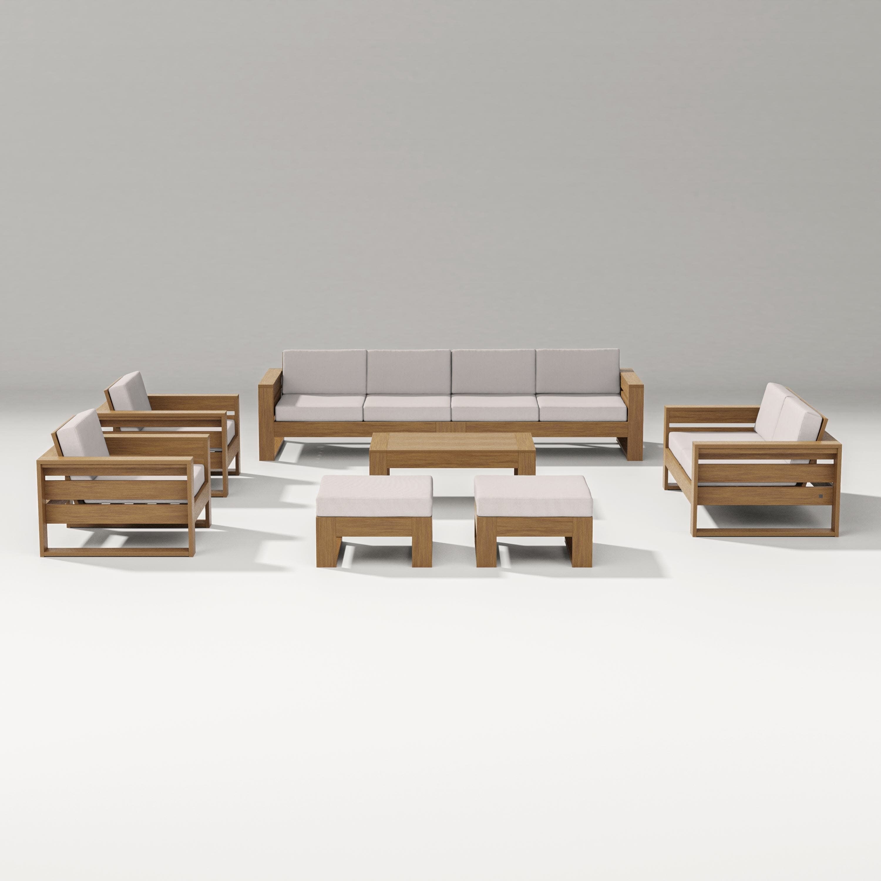 Latitude 8-Piece Lounge Sofa Set in Natural / Dune Burlap