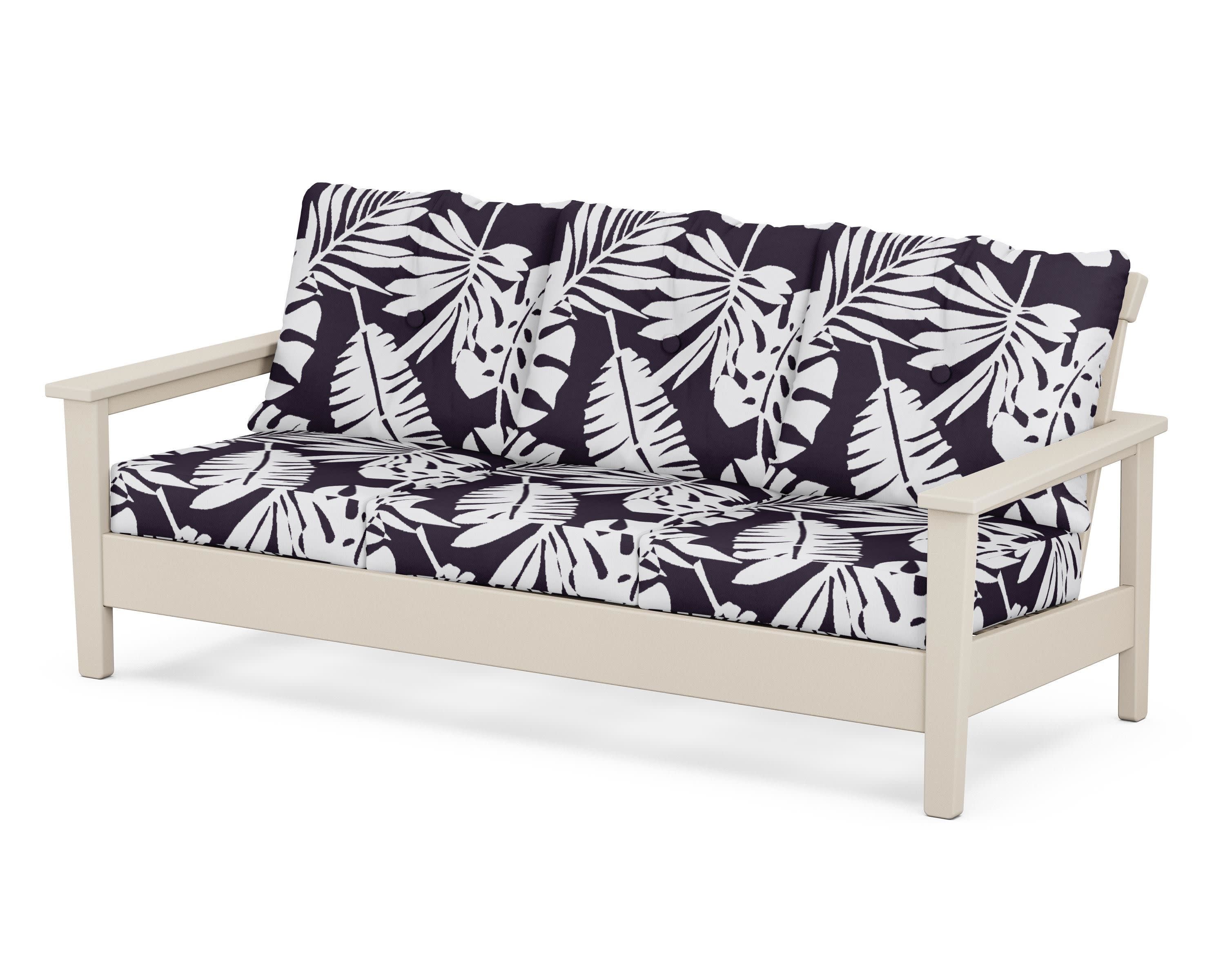 Prescott Deep Seating Sofa in Sand / Leaf Navy