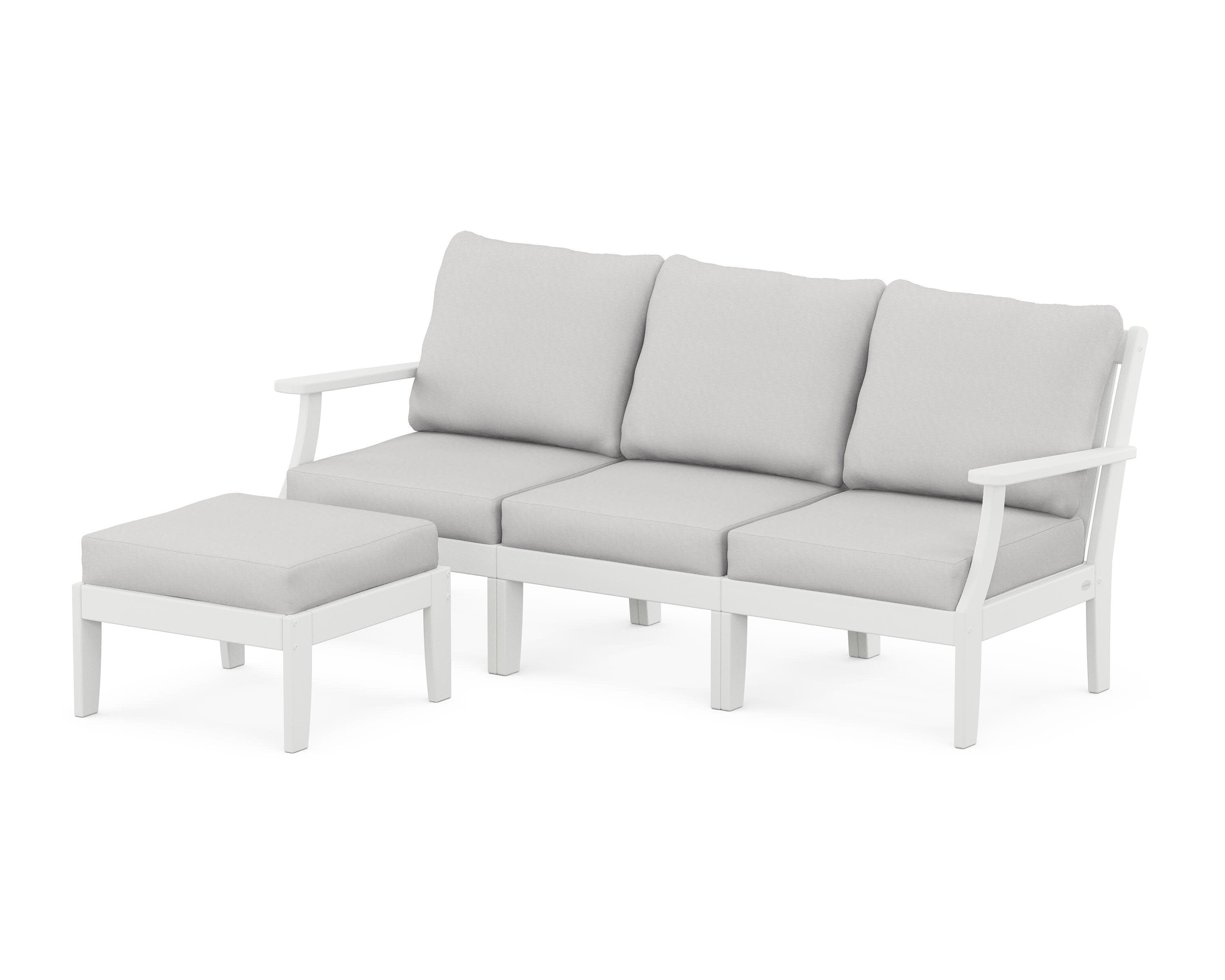 Braxton Modular 4-Piece Deep Seating Set with Ottoman in White / Diamond in the Rough