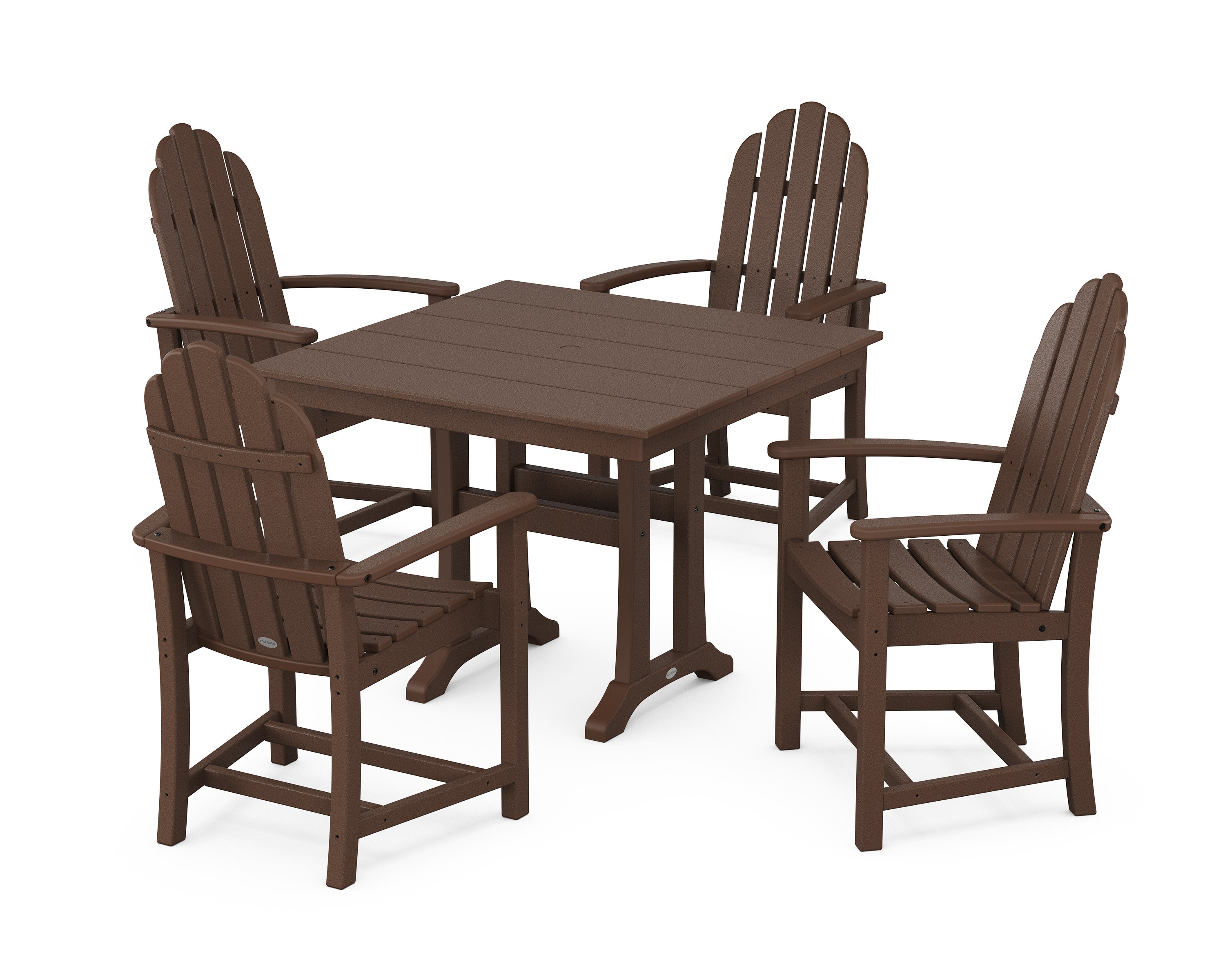Classic Adirondack 5-Piece Farmhouse Dining Set With Trestle Legs in Mahogany