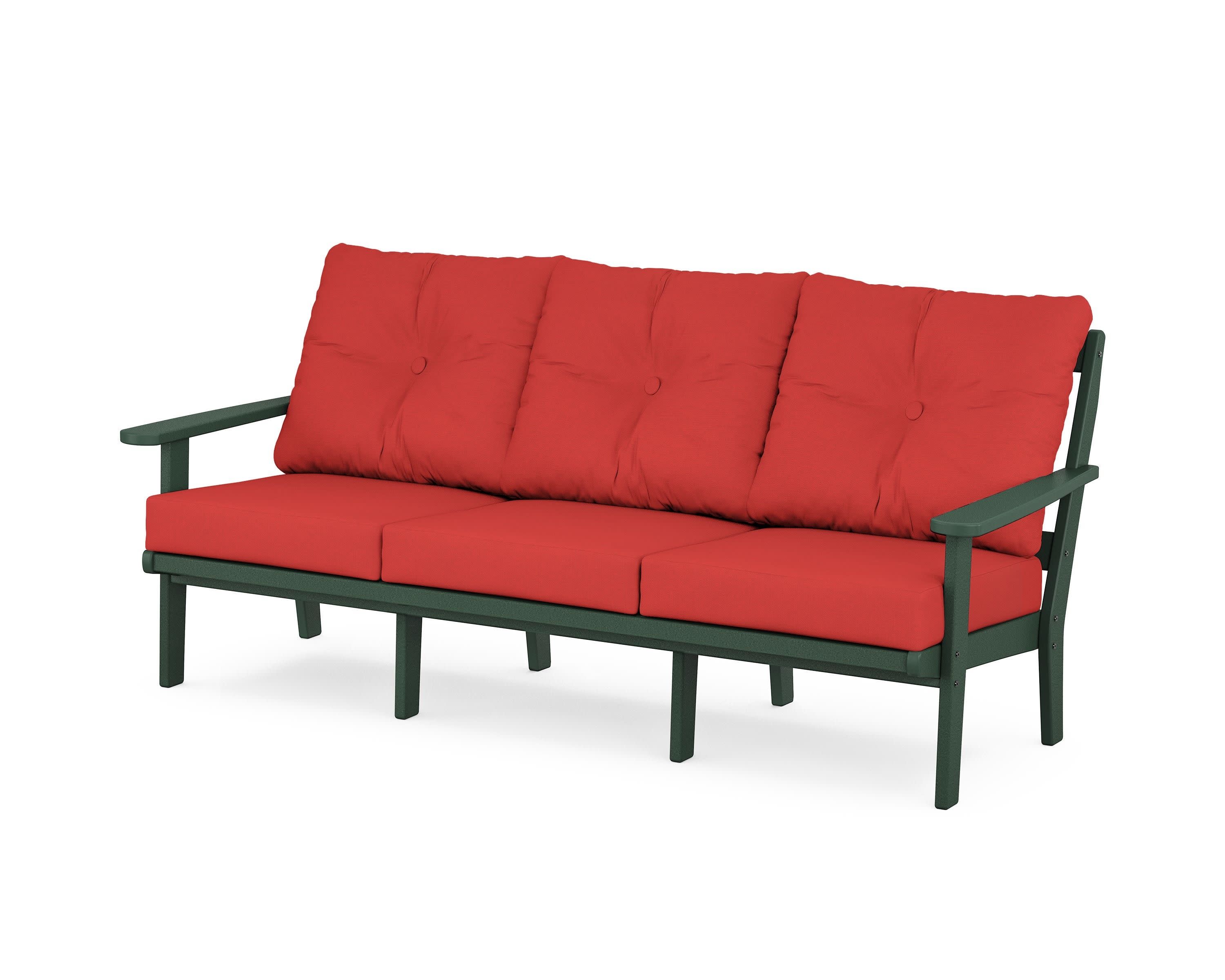 Mission Deep Seating Sofa in Green / Crimson Linen