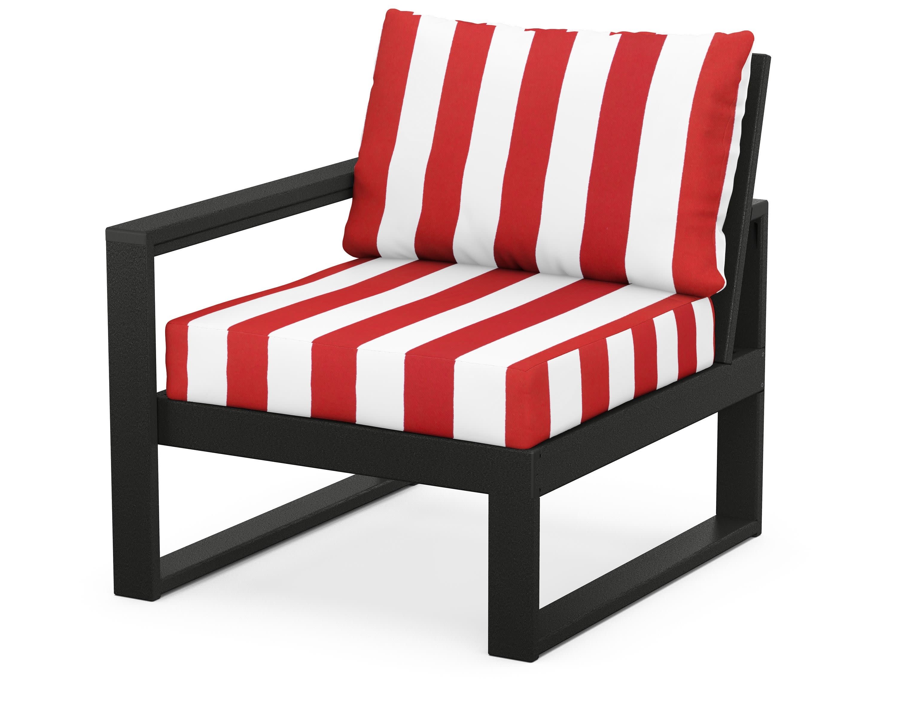 EDGE Modular Left Arm Chair in Black / Cabana Stripe Crimson