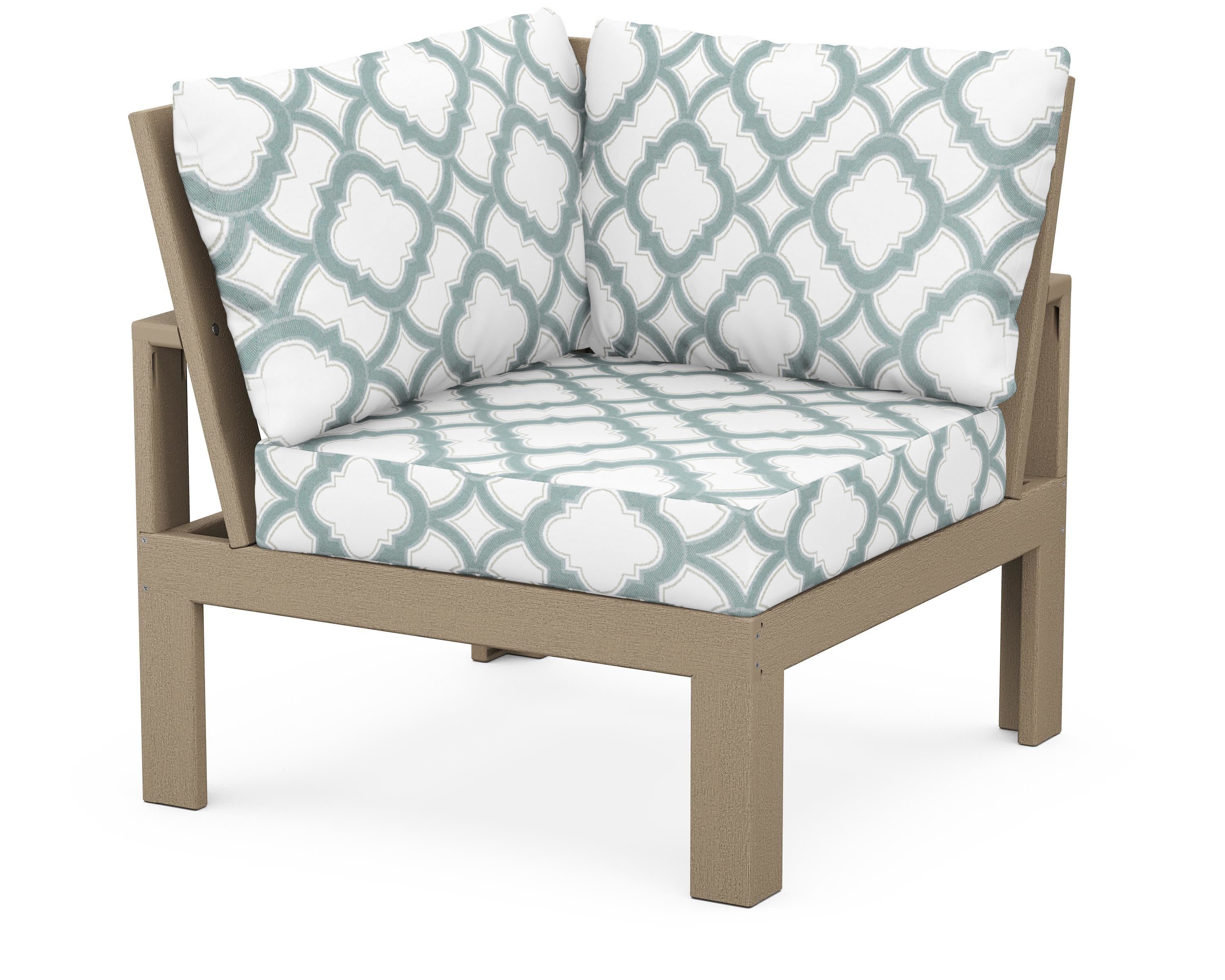 Modular Corner Chair in Vintage Sahara / Trellis Glacier Spa