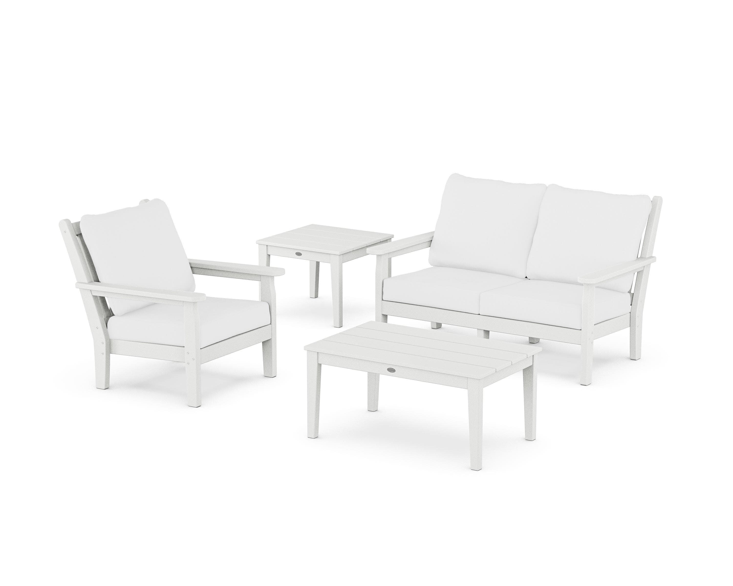 Chippendale 4-Piece Deep Seating Set in White / Natural