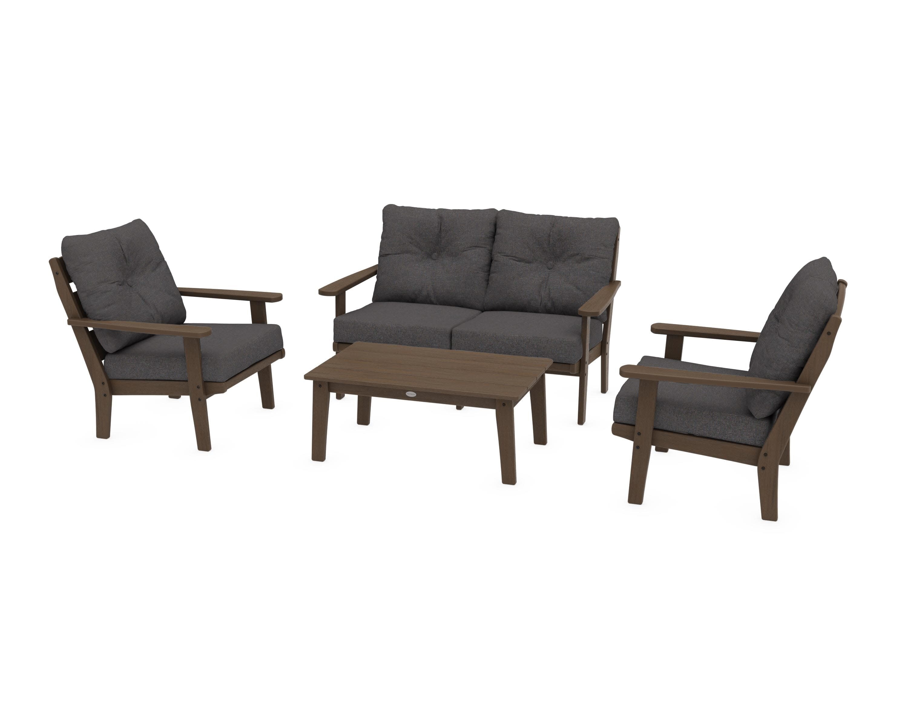 Lakeside 4-Piece Deep Seating Set in Kona / Ash Charcoal