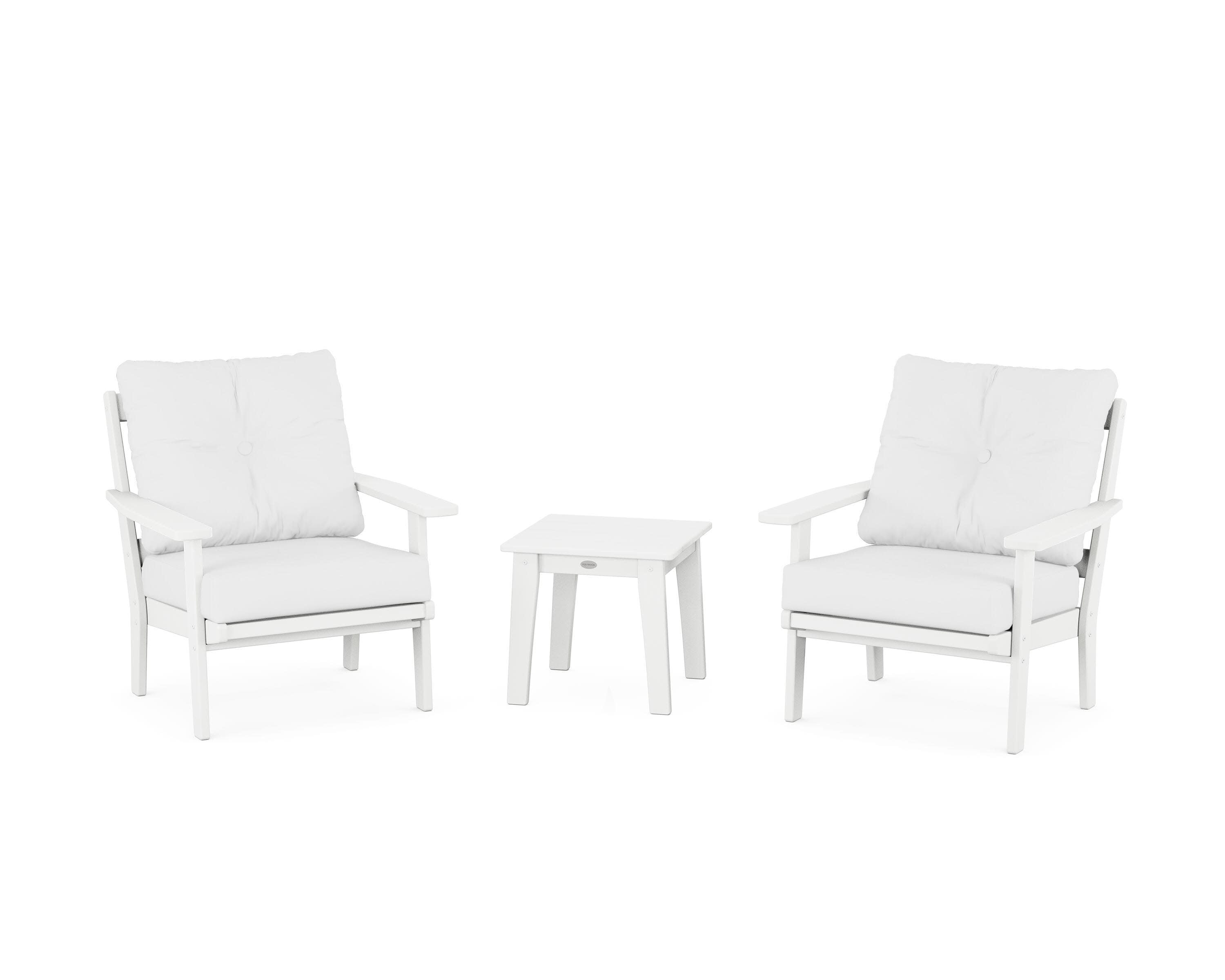Oxford 3-Piece Deep Seating Set in White / Natural