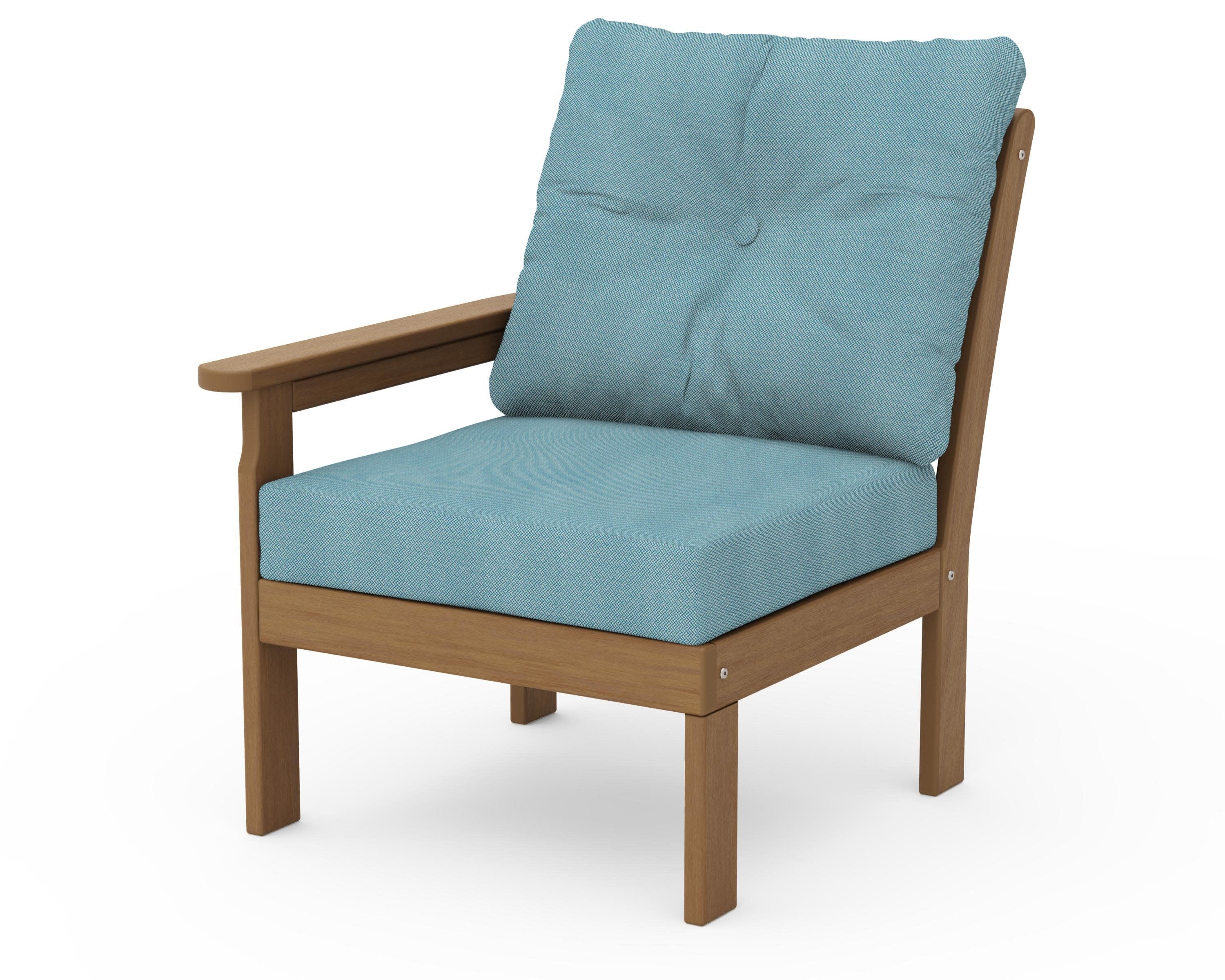 Vineyard Modular Left Arm Chair in Natural / Lattice Sky Blue