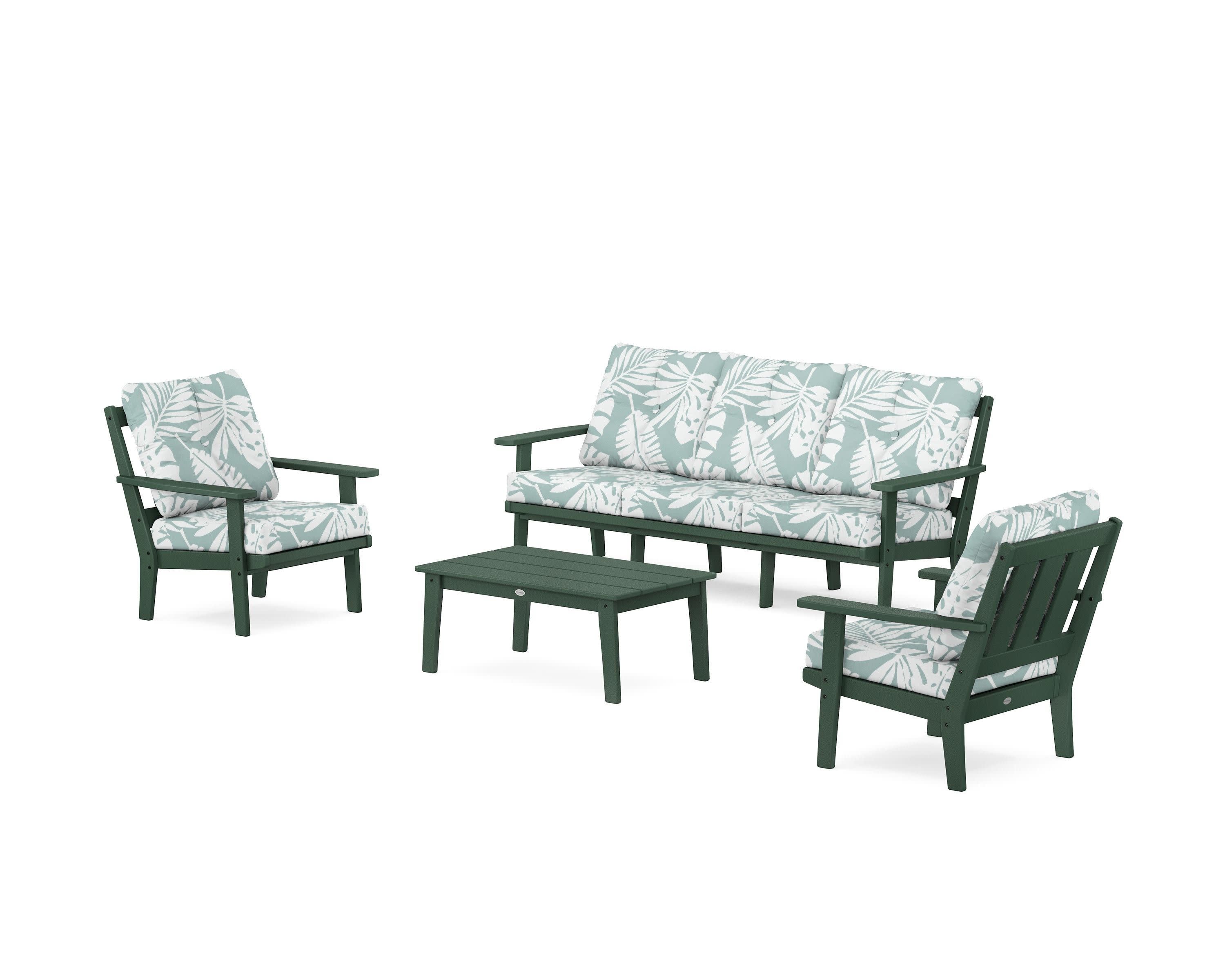 Oxford 4-Piece Deep Seating Set with Sofa in Green / Leaf Glacier Spa