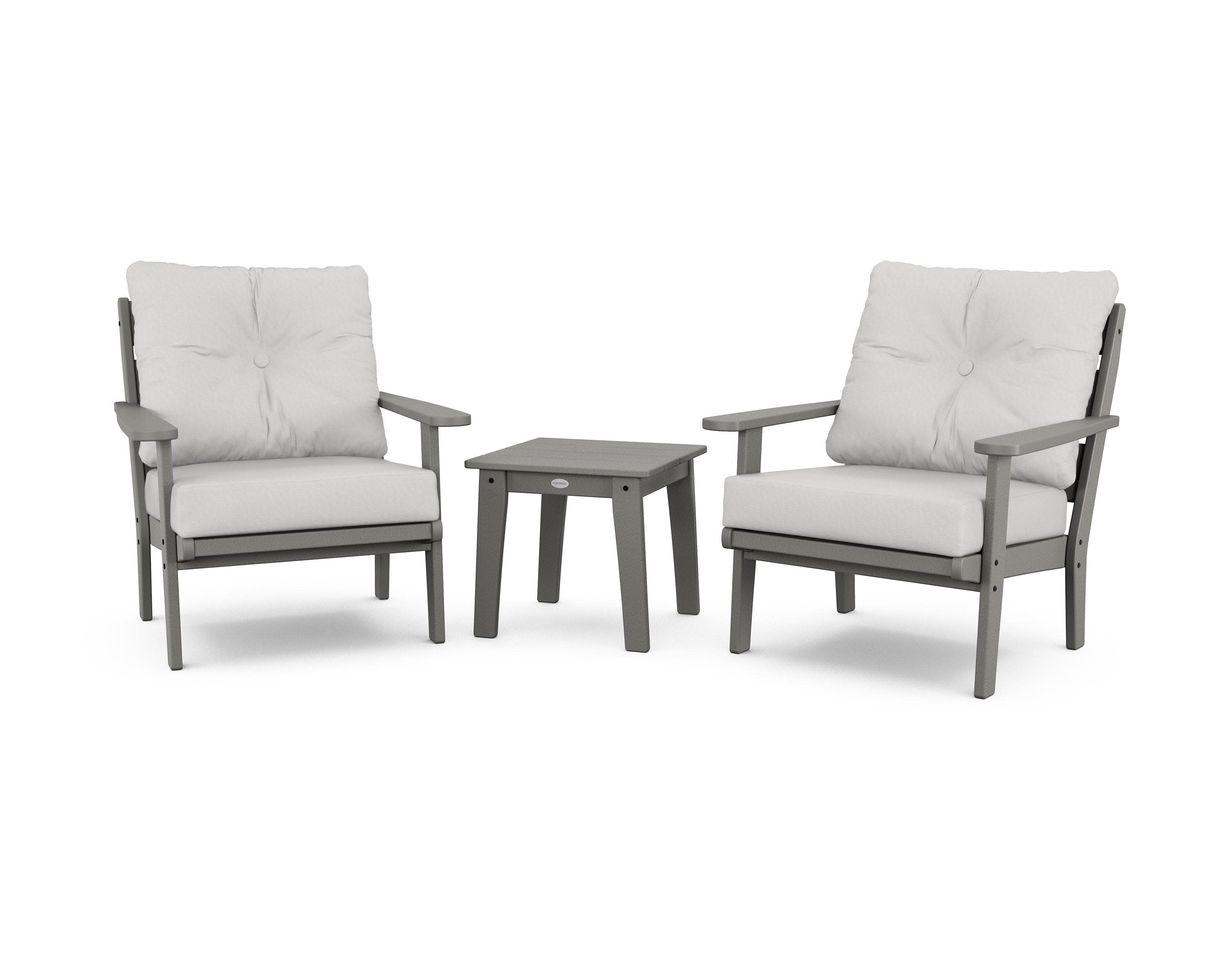 Lakeside 3-Piece Deep Seating Chair Set in Slate Grey / Diamond in the Rough
