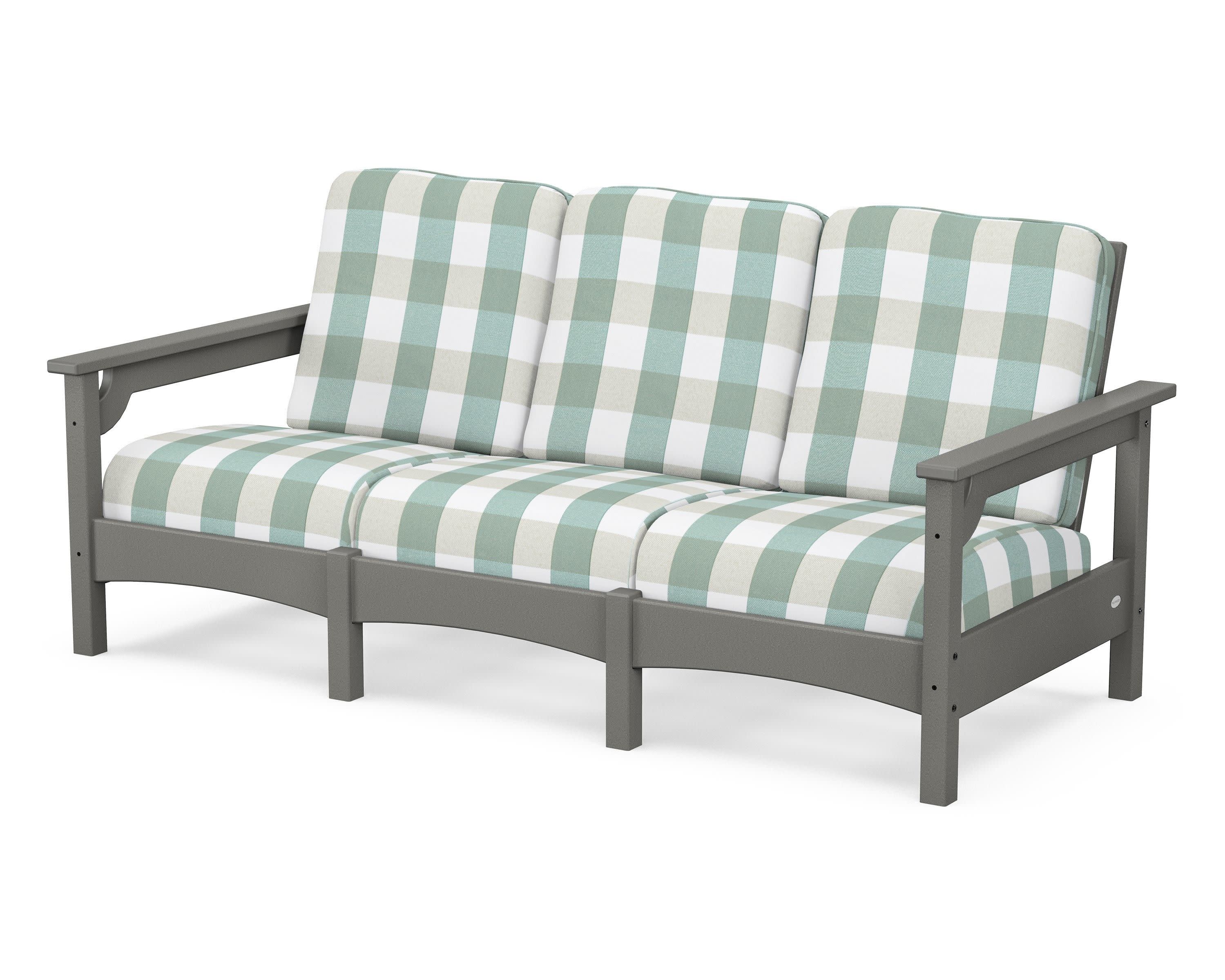 Club Sofa in Slate Grey / Buffalo Plaid Glacier Spa