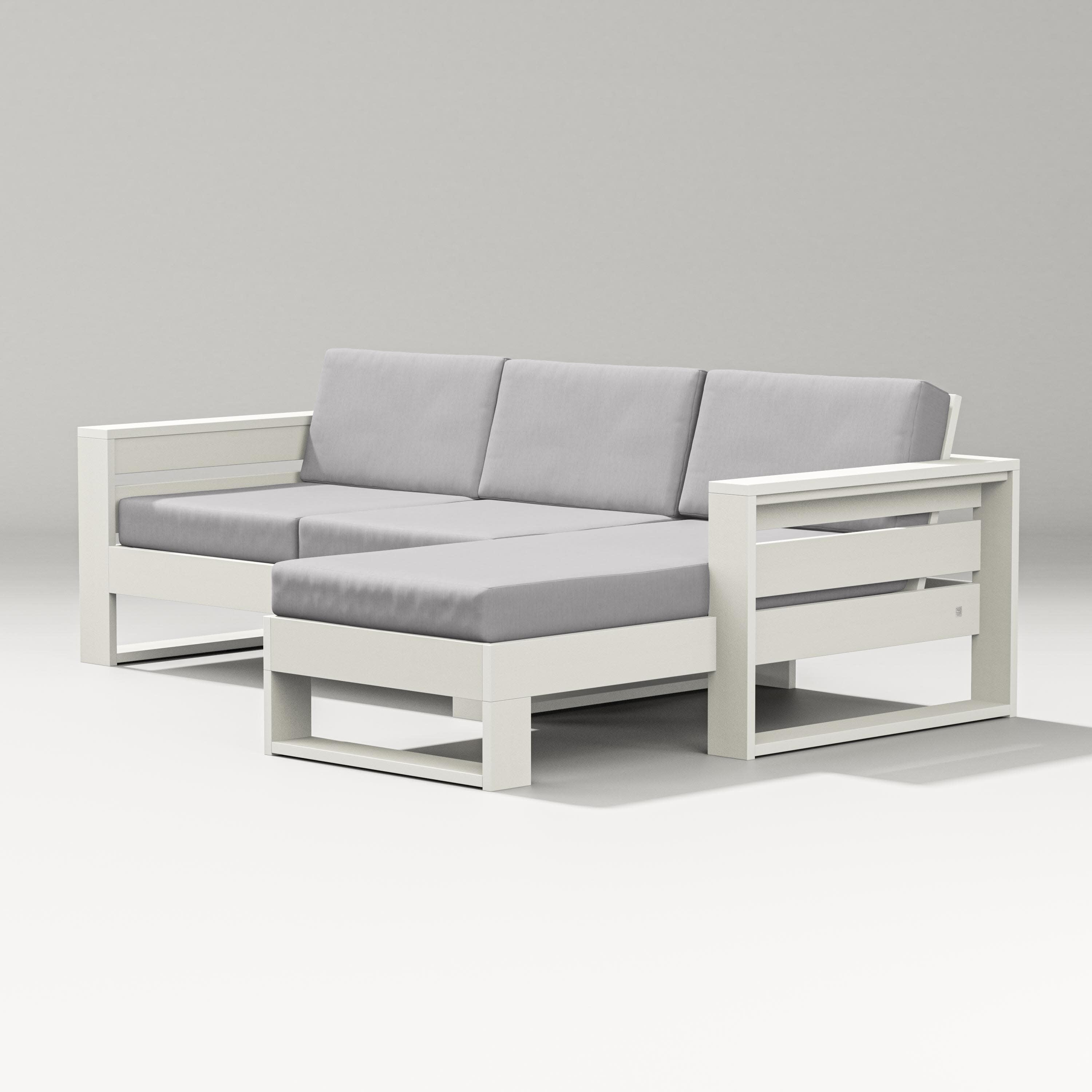 Latitude Right Chaise Sectional in Vintage White / Granite