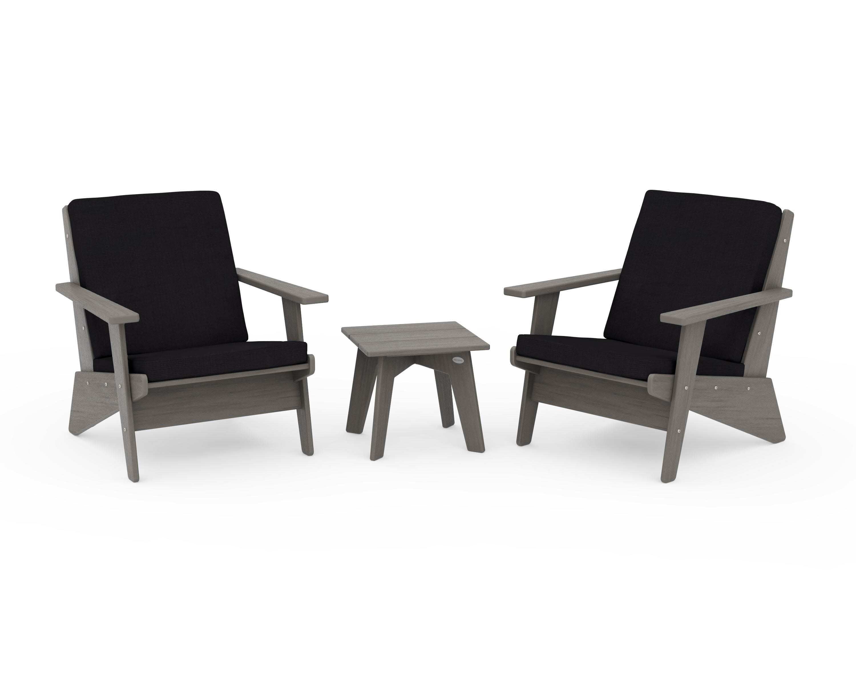 Riviera Modern Lounge 3-Piece Set in Driftwood / Midnight Linen