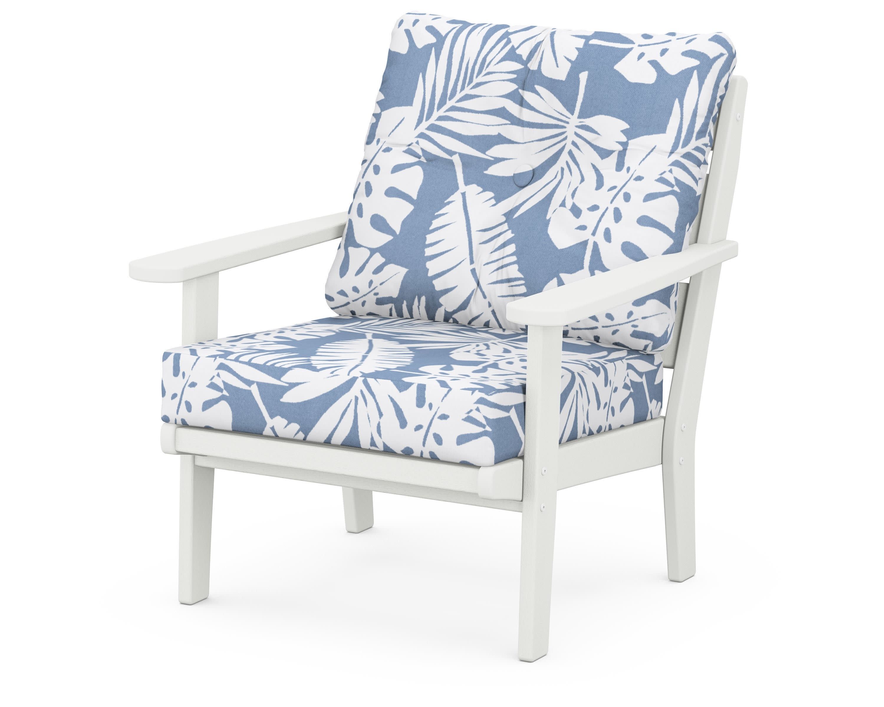 Lakeside Deep Seating Chair in Vintage White / Leaf Sky Blue