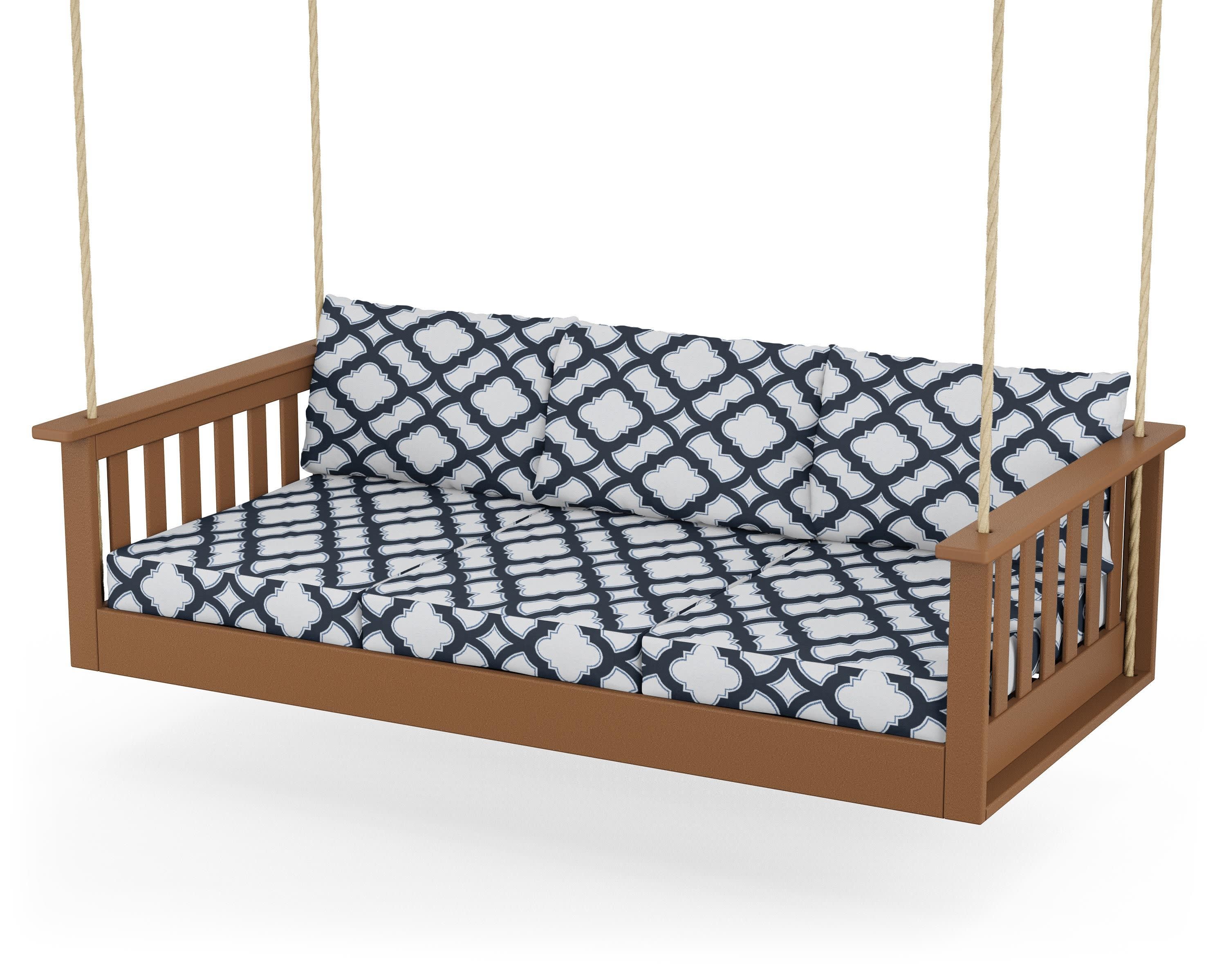 Vineyard Daybed Swing in Teak / Trellis Marine Indigo