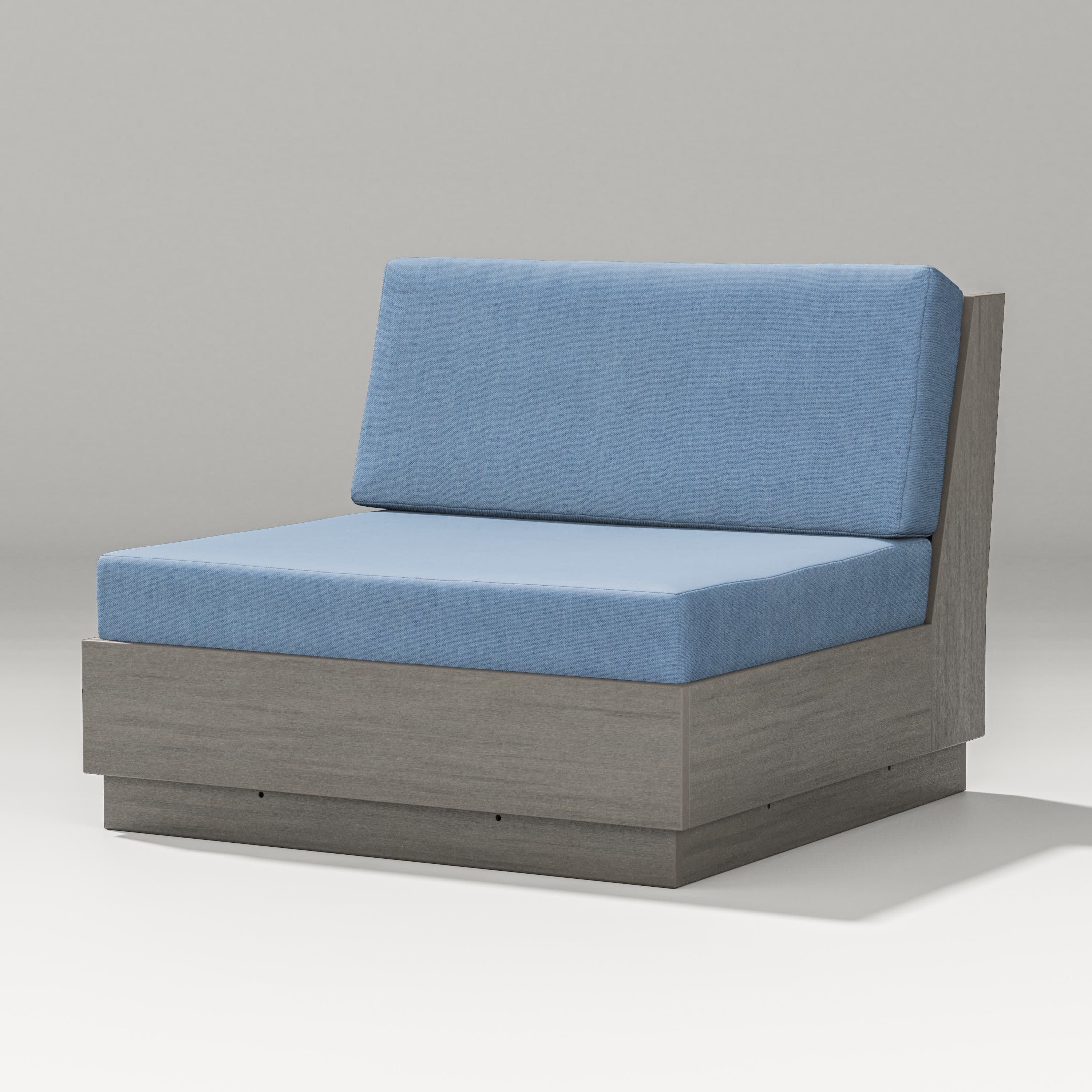 Elevate Modular Armless Chair in Driftwood / Sky Blue