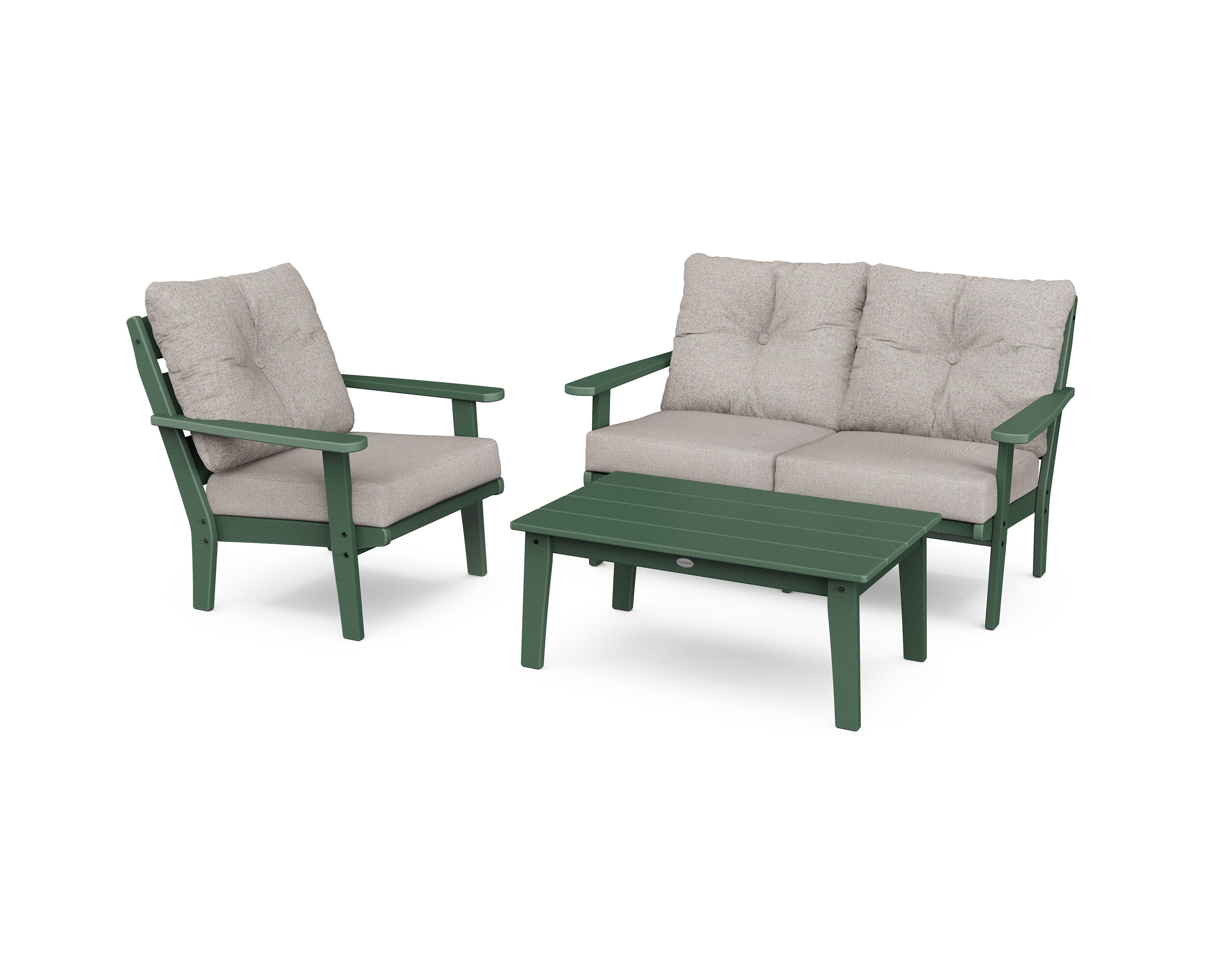 Lakeside 3-Piece Deep Seating Set in Green / Weathered Tweed
