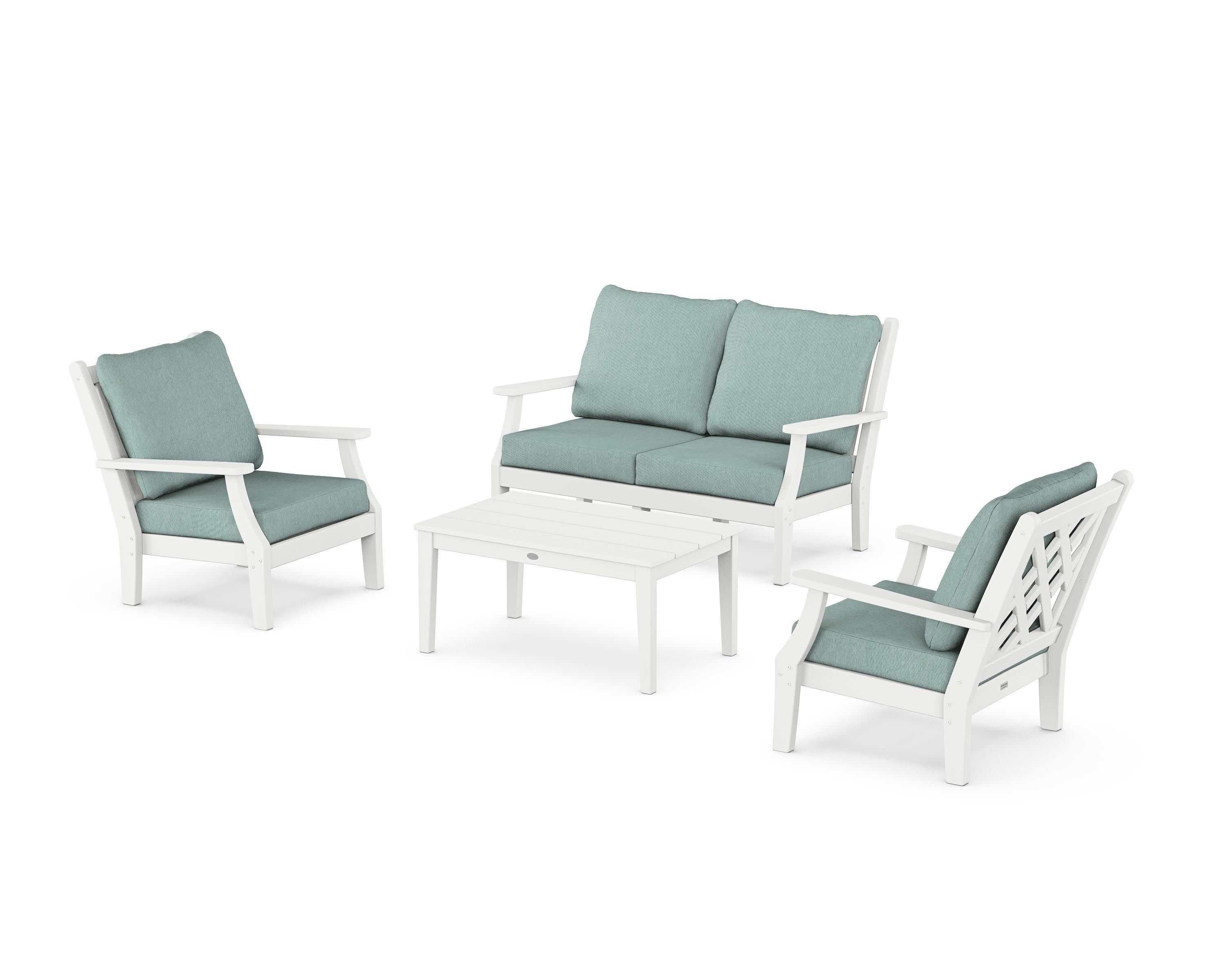Wovendale 4-Piece Deep Seating Set with Loveseat in White / Glacier Spa