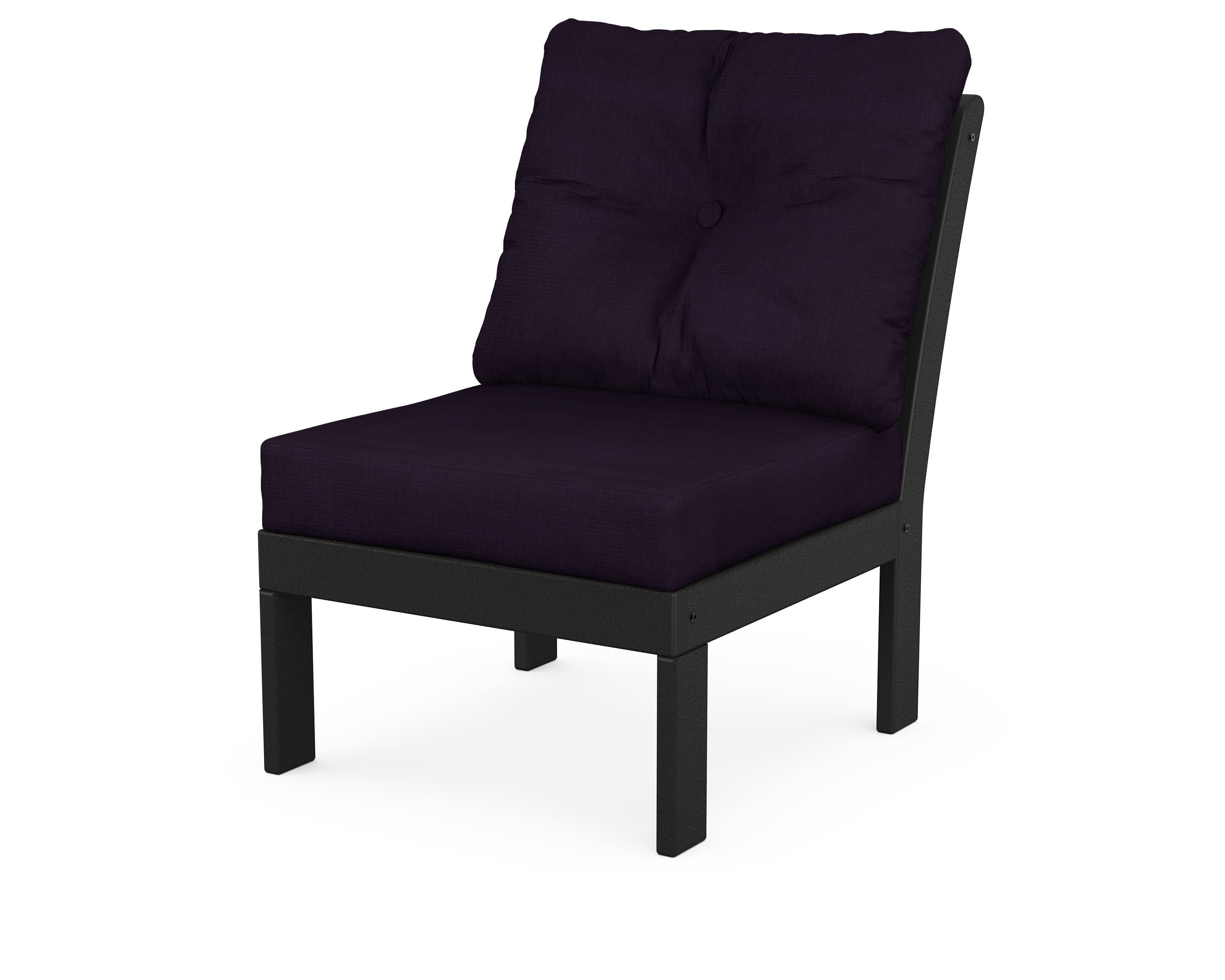 Vineyard Modular Armless Chair in Black / Navy Linen